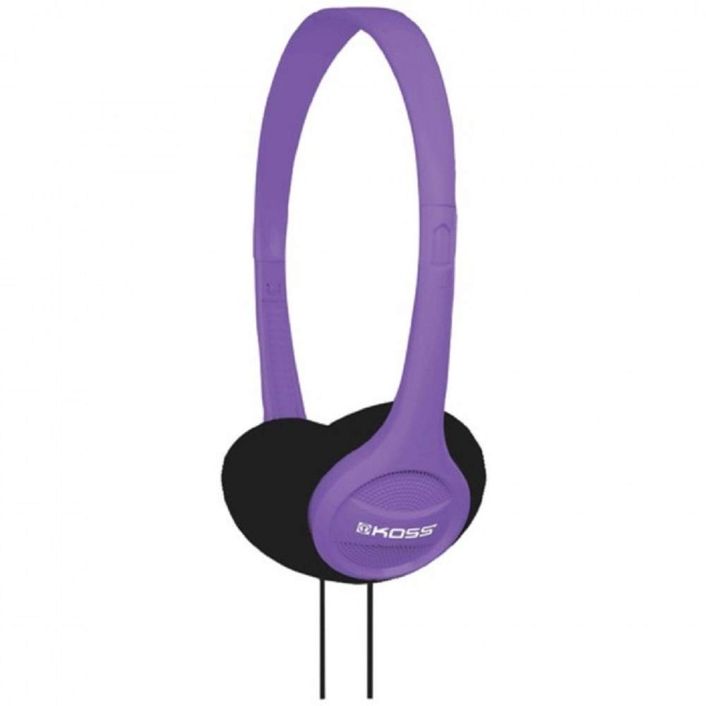 Koss KPH7V Portable On-Ear Headphones with Adjustable Headband - Lightweight & Comfortable for Travel, Work, and Music Listening (Violet)