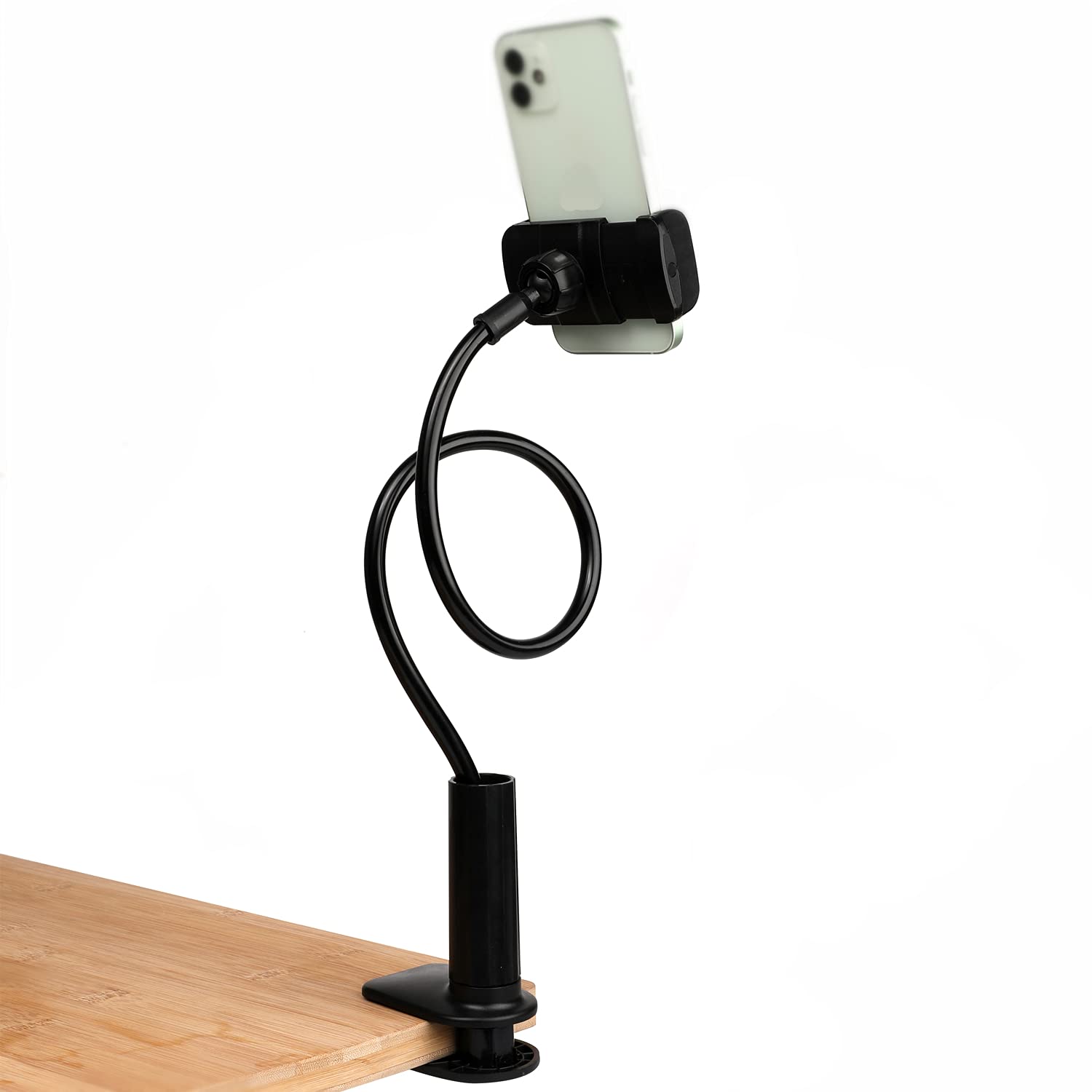 360° Rotating Gooseneck Phone Holder for Bed & Table - Flexible Lazy Bracket Stand with Secure Clip for All Smartphones | Perfect for Watching Videos, Reading & Hands-Free Calling