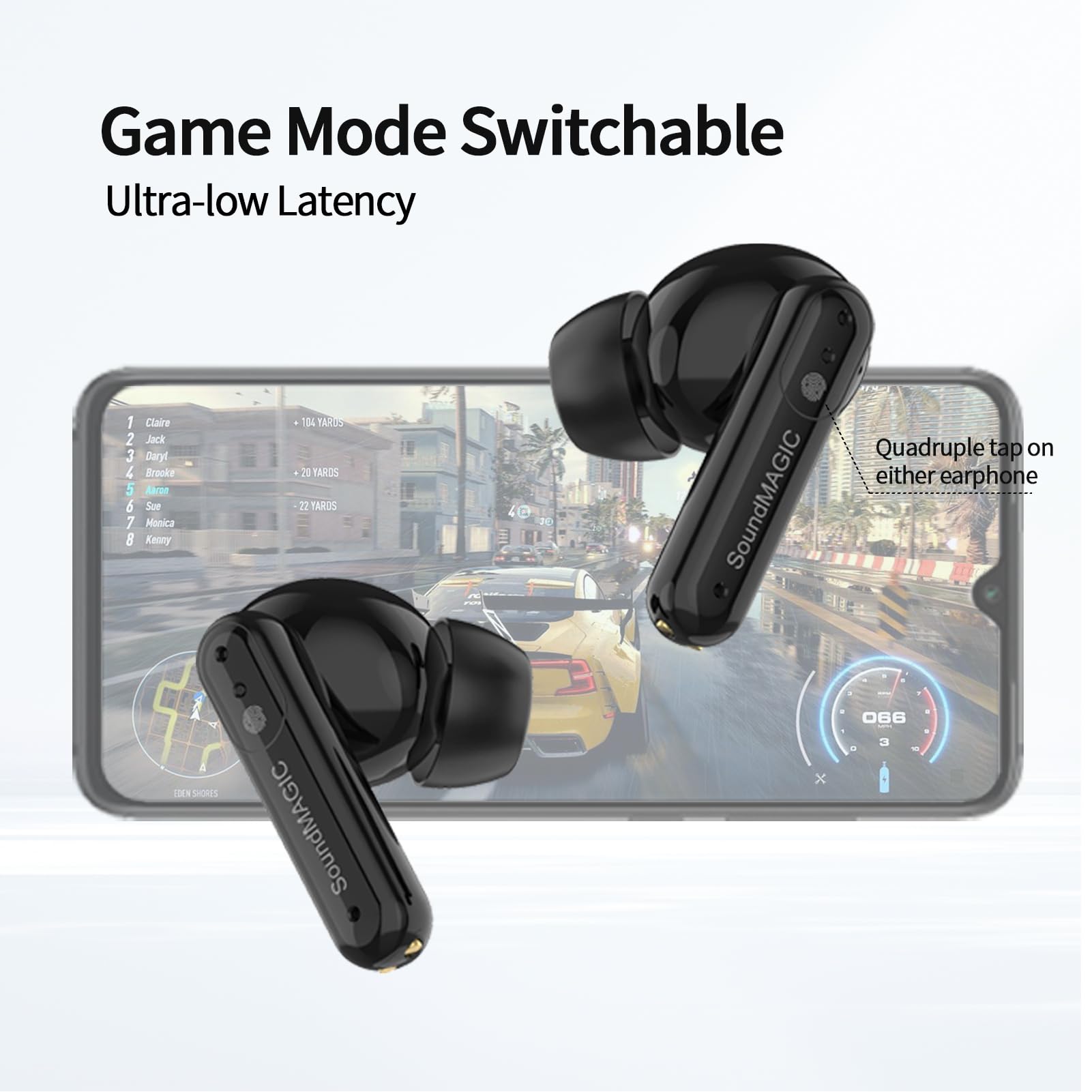 SoundMAGIC T80BT ANC Wireless Earbuds with Active Noise Cancelling, Bluetooth 5.0, Hi-Fi Sound, 30H Playtime - Perfect for Travel, Workouts & Commuting (Black)
