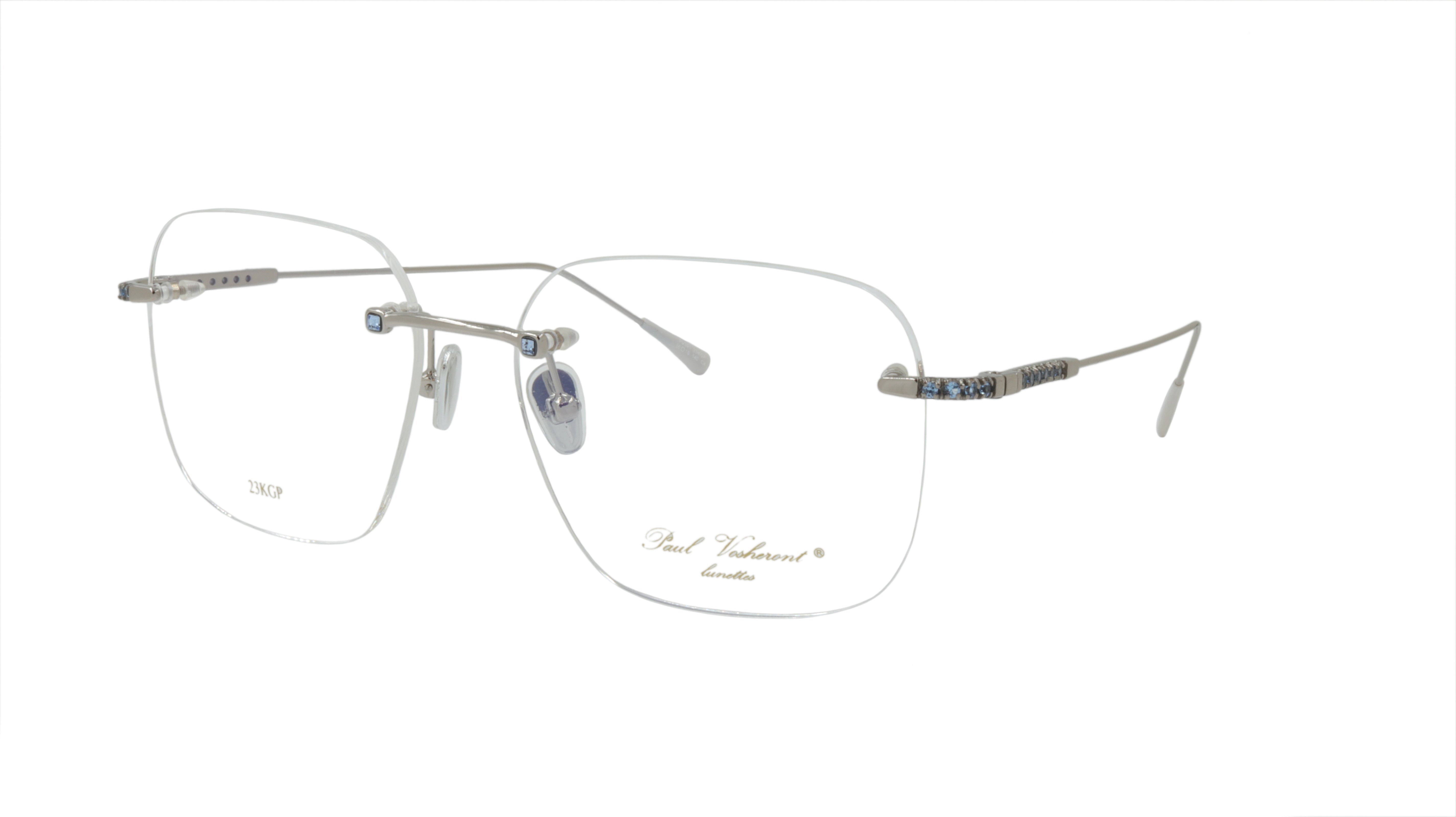 Paul Vosheront Gold Plated Acetate Eyeglass Frames with Gemstones - Italian Made PV391 C4 for Women & Men | Perfect for Reading, Fashion, and Everyday Wear