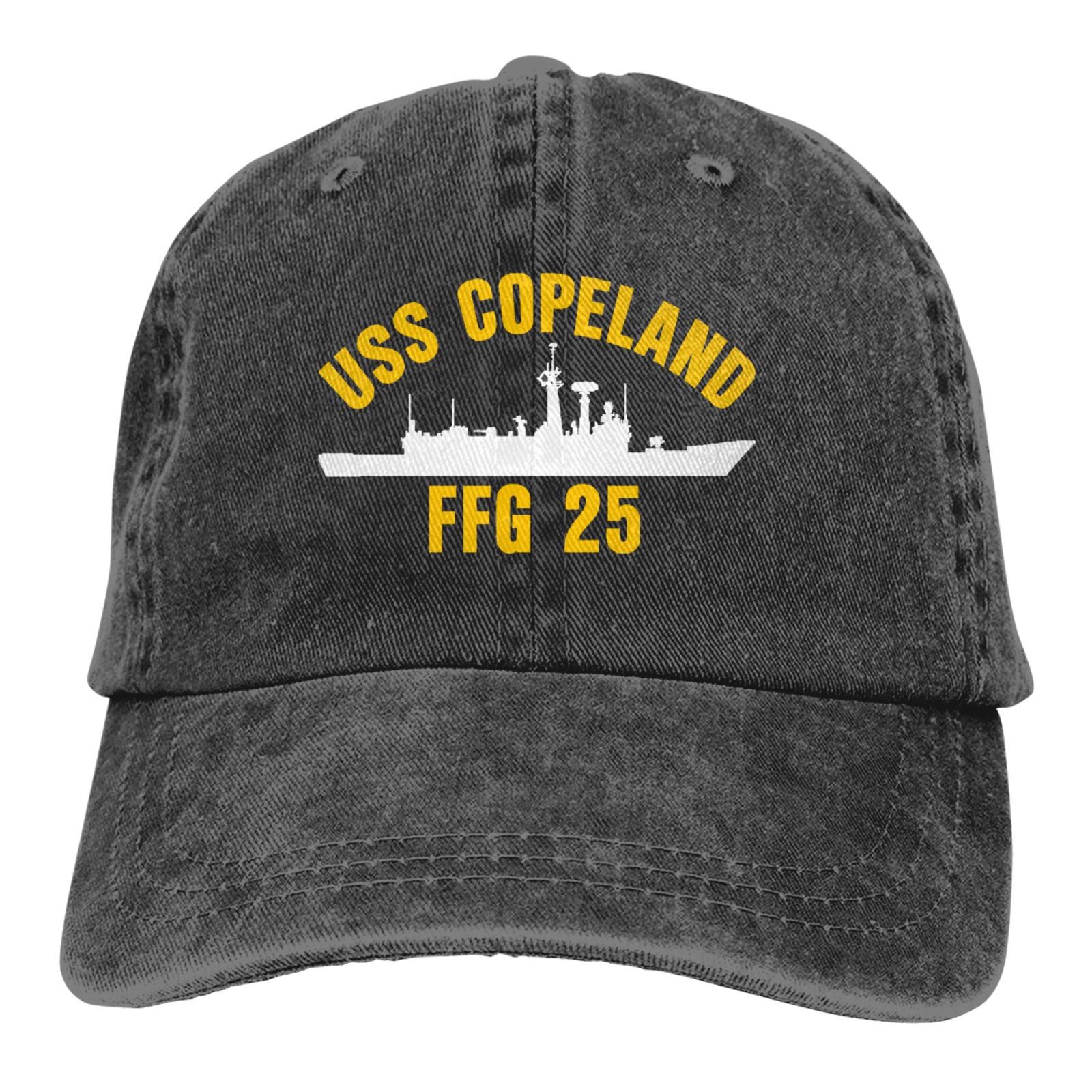 USS Copeland FFG 25 Cowboy Hat & Denim Dad Jeans - Vintage Baseball Cap for Men - Classic Plain Fit Hat for Casual Wear, Outdoor Activities & Patriotic Events