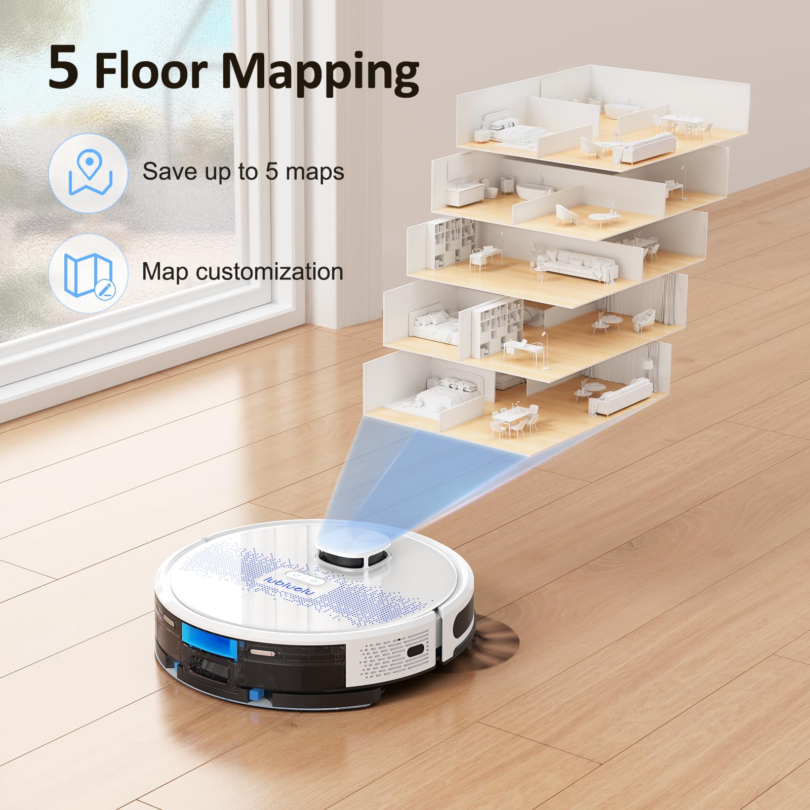 Lubluelu 2-in-1 Robot Vacuum and Mop Combo with 4000Pa Suction, LiDAR Navigation, Smart Mapping, No-Go Zones - WiFi/App/Alexa Compatible for Pet Hair, Carpets & Hard Floors - Perfect for Home Cleaning (Snow White)