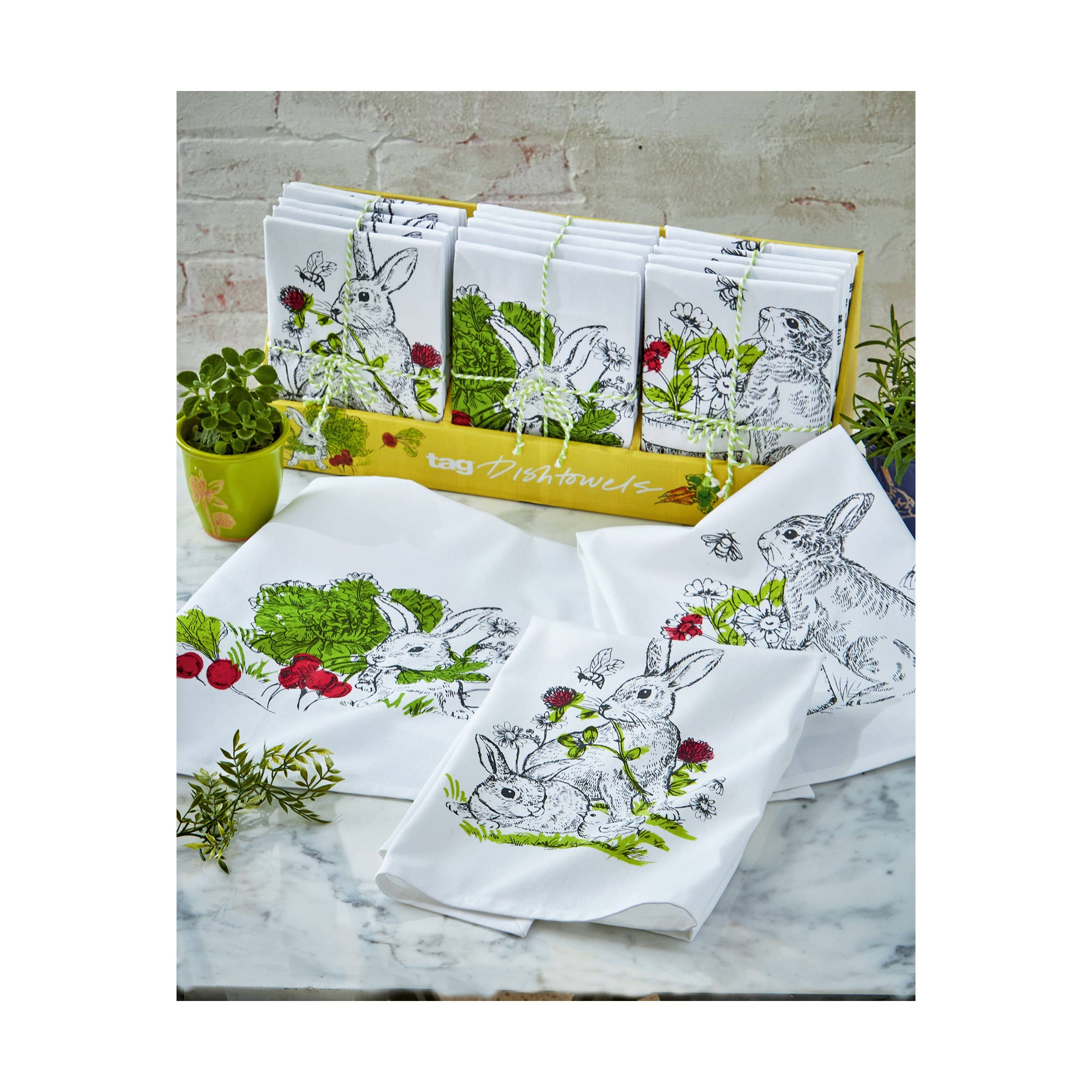 Cute Bunny Dish Towels Set - Soft Absorbent Kitchen Towels for Drying Dishes & Cleaning - Perfect for Easter Decor, Farmhouse Kitchen, and Spring Home Decor