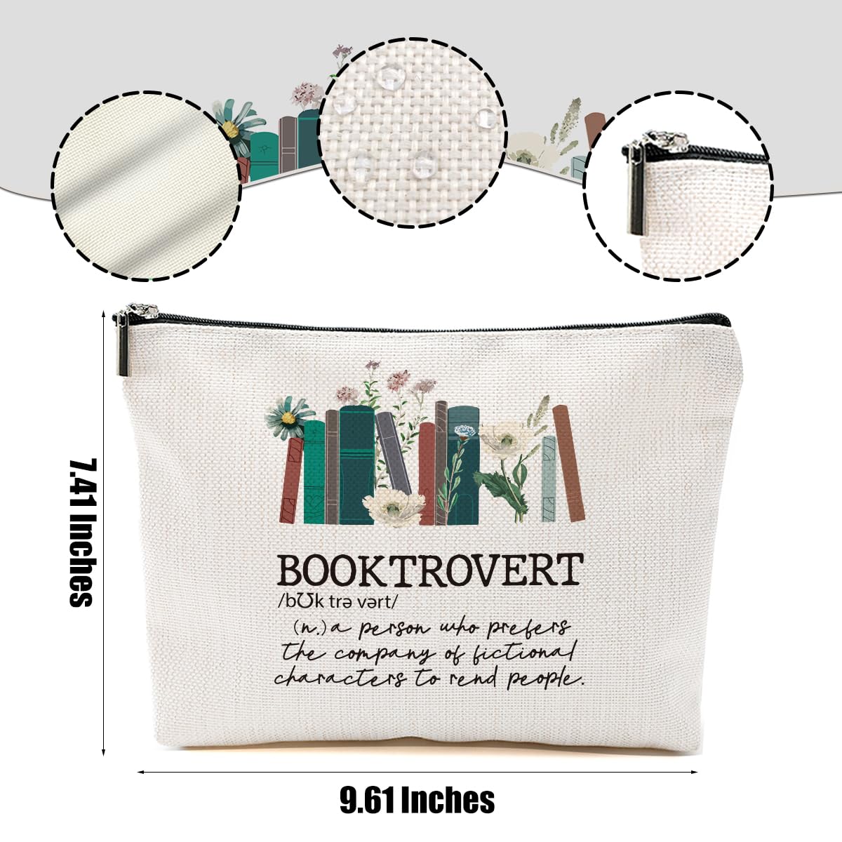Book Themed Gifts - Book Lover Accessories Makeup Bag & Cosmetic Pouch with Zipper - Perfect for Book Club, Librarians & Readers - Great for Christmas, Thanksgiving & Birthday Presents - Ideal for Bookish Women, Best Friends & Daughters - Use as Travel Toiletry Bag or Daily Makeup Organizer
