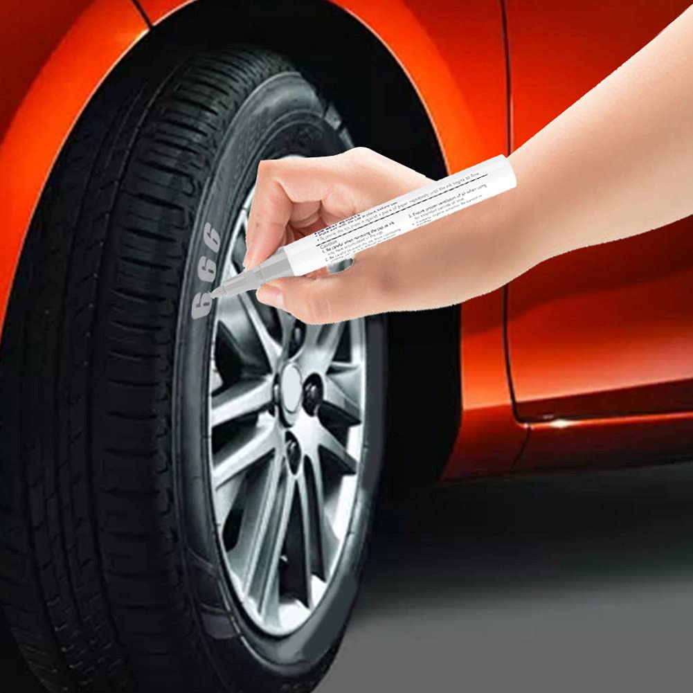 Premium Waterproof Car Tire Paint Pen - Professional Silver Markers for Tire Lettering & Custom Designs | Ideal for Car Enthusiasts, DIY Projects & Automotive Detailing