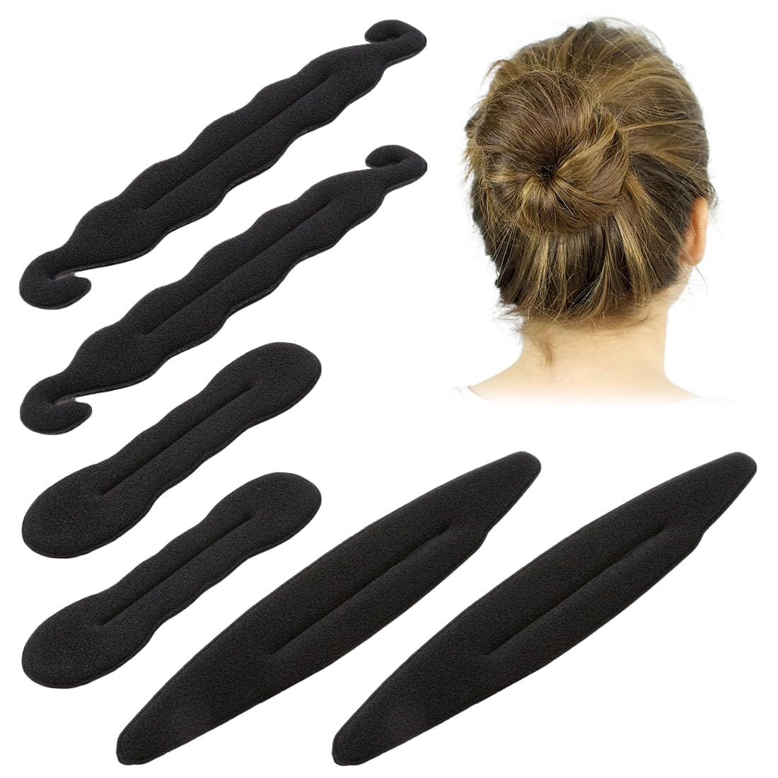 IBXWMNG 6-Piece Magic Bun Maker Set - Sponge Donut Bun Clip for Curly & Stylish Hairstyles | Essential Hair Styling Tools for Women & Girls | Perfect for Parties, Weddings & Everyday Use