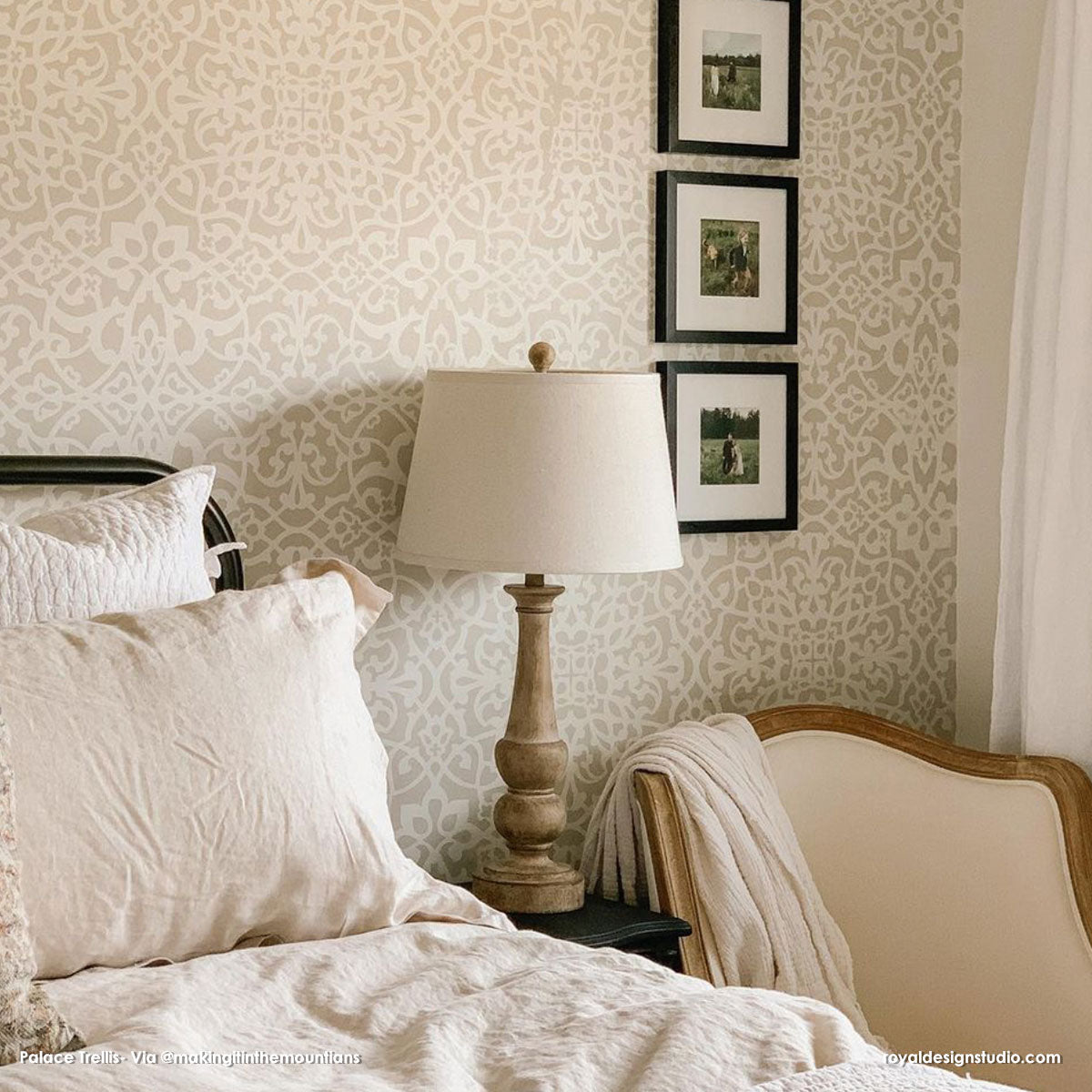 Palace Trellis Moroccan Wall Stencil - DIY Home Decor, Arabic Pattern Template for Painting, Wall Art, Furniture & Crafts - Perfect for Bedroom, Living Room, and Boho Style Interior Design