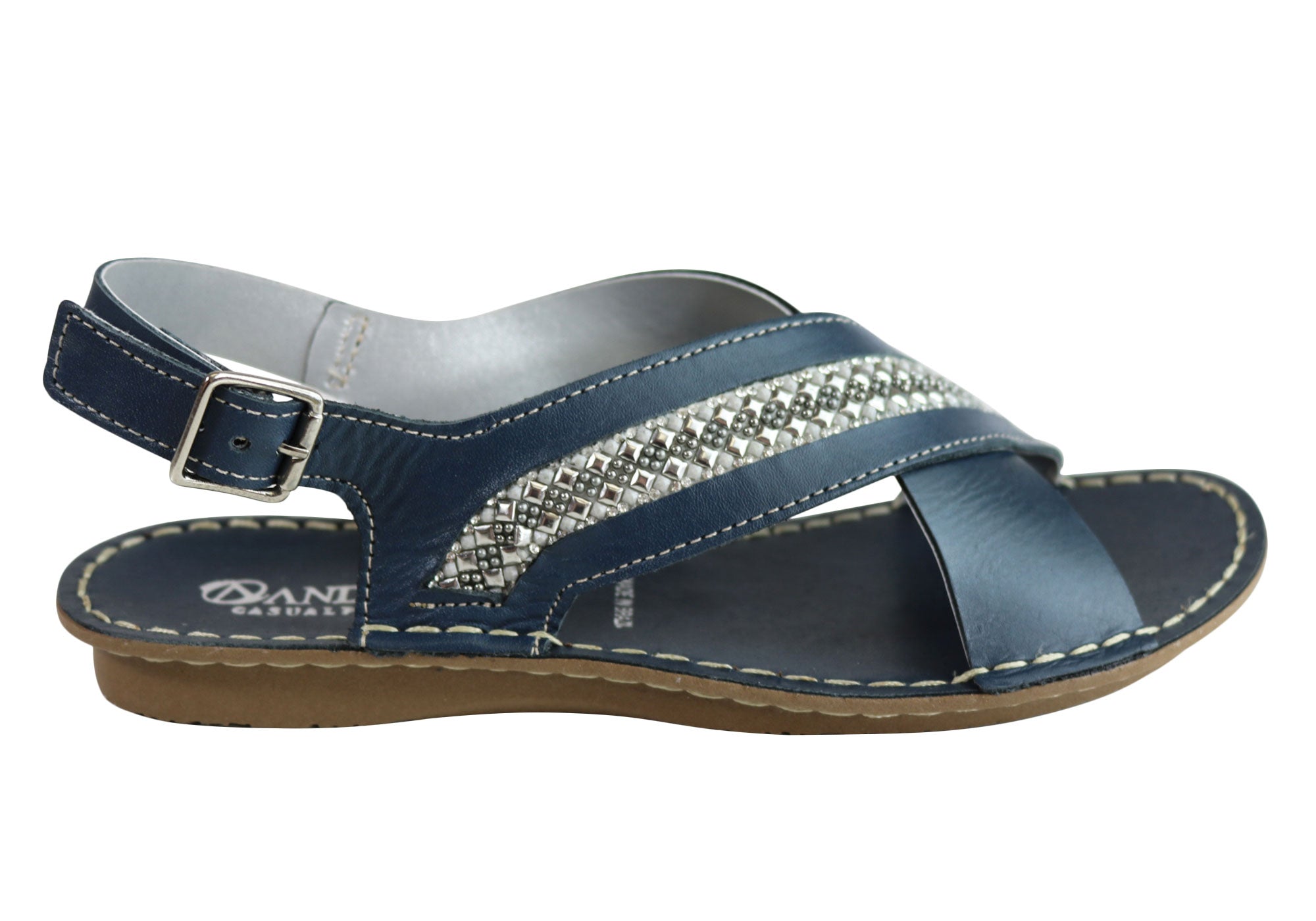 Andacco Veronique Women's Comfort Flat Leather Sandals - Handmade in Brazil - Perfect for Summer, Beach & Casual Outings