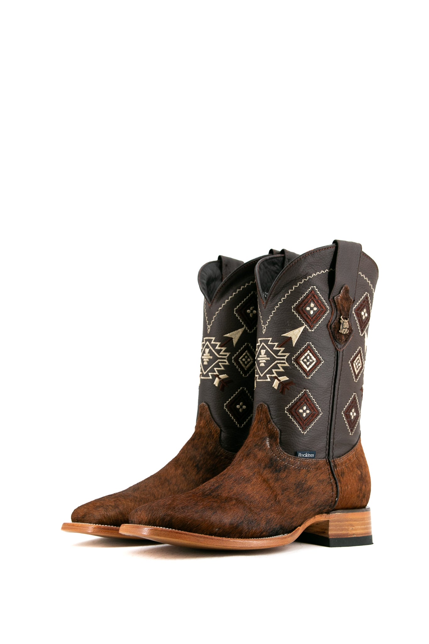 Premium Red Angus Cowhide Square Toe Cowboy Boots - Size 10.5 (Box FM48) - Durable Western Boots for Rodeo, Ranch Work & Country Fashion