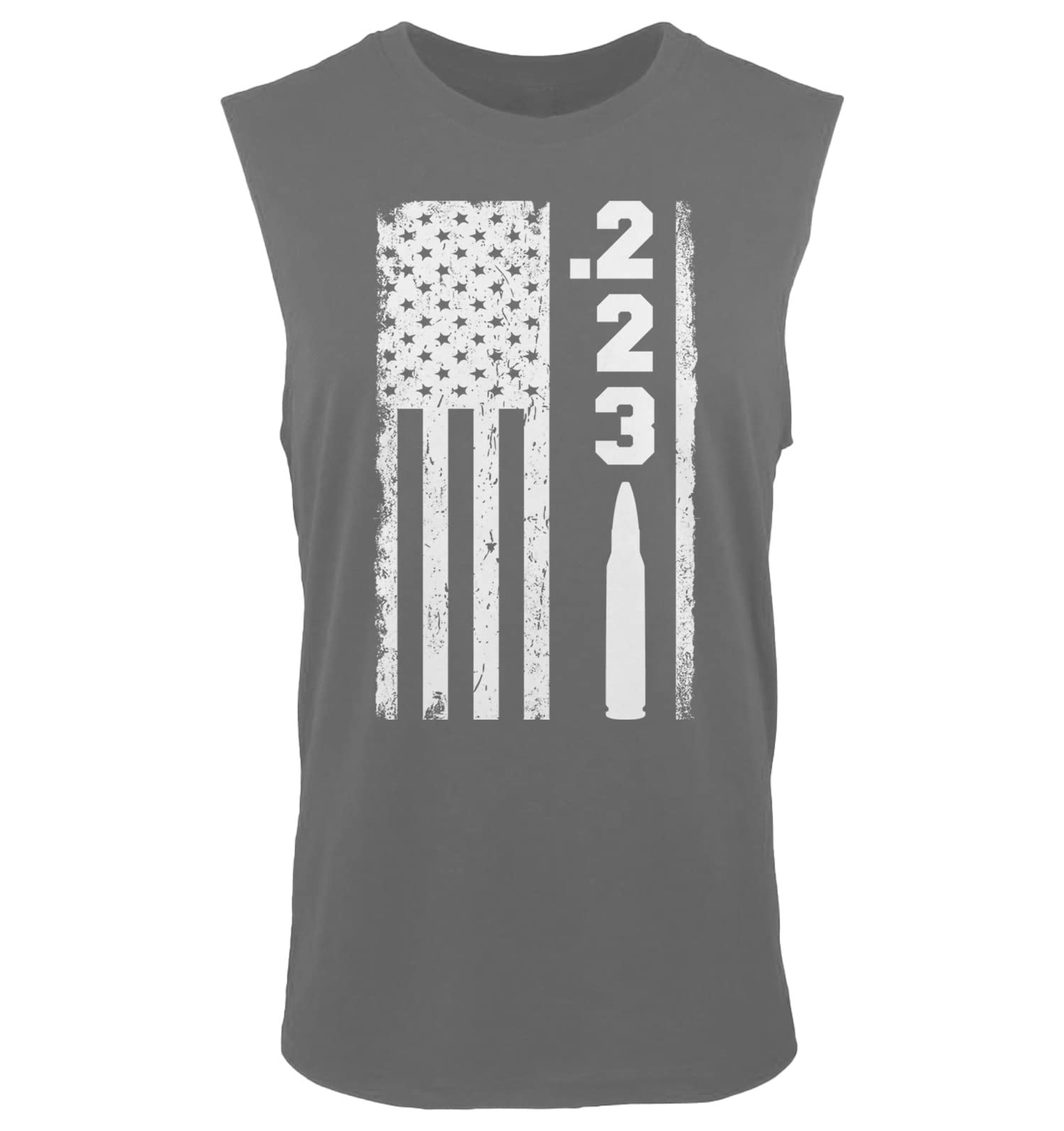 Tcombo .223 Caliber American Flag 2nd Amendment Sleeveless Shirt for Men - Patriotic Workout Tank Top, Gun Range Apparel & Outdoor Activities