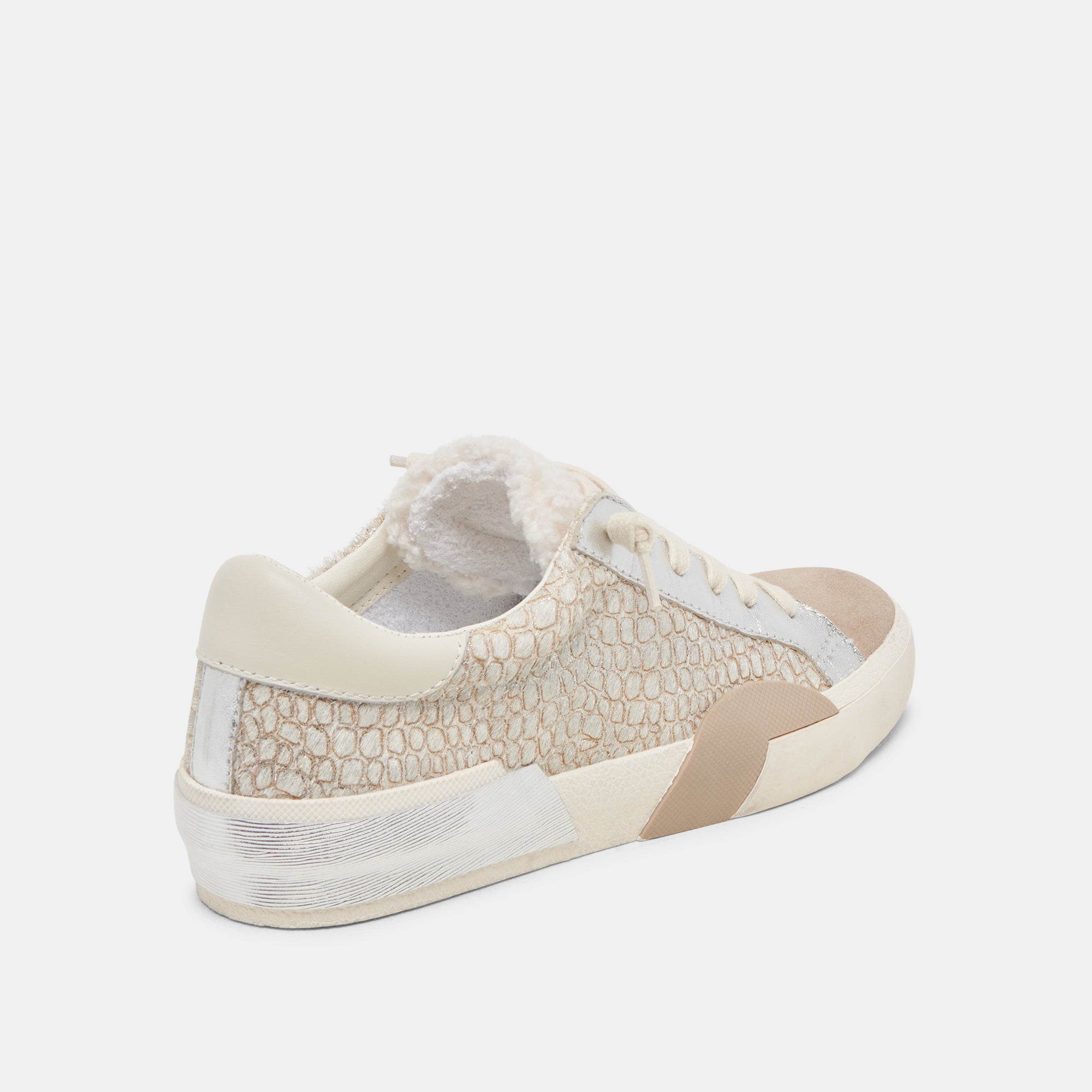 ZINA Plush Sneakers for Women - Soft Stone Calf Hair Slip-On Loafers | Comfortable & Stylish Casual Shoes for Walking, Travel, and Everyday Wear