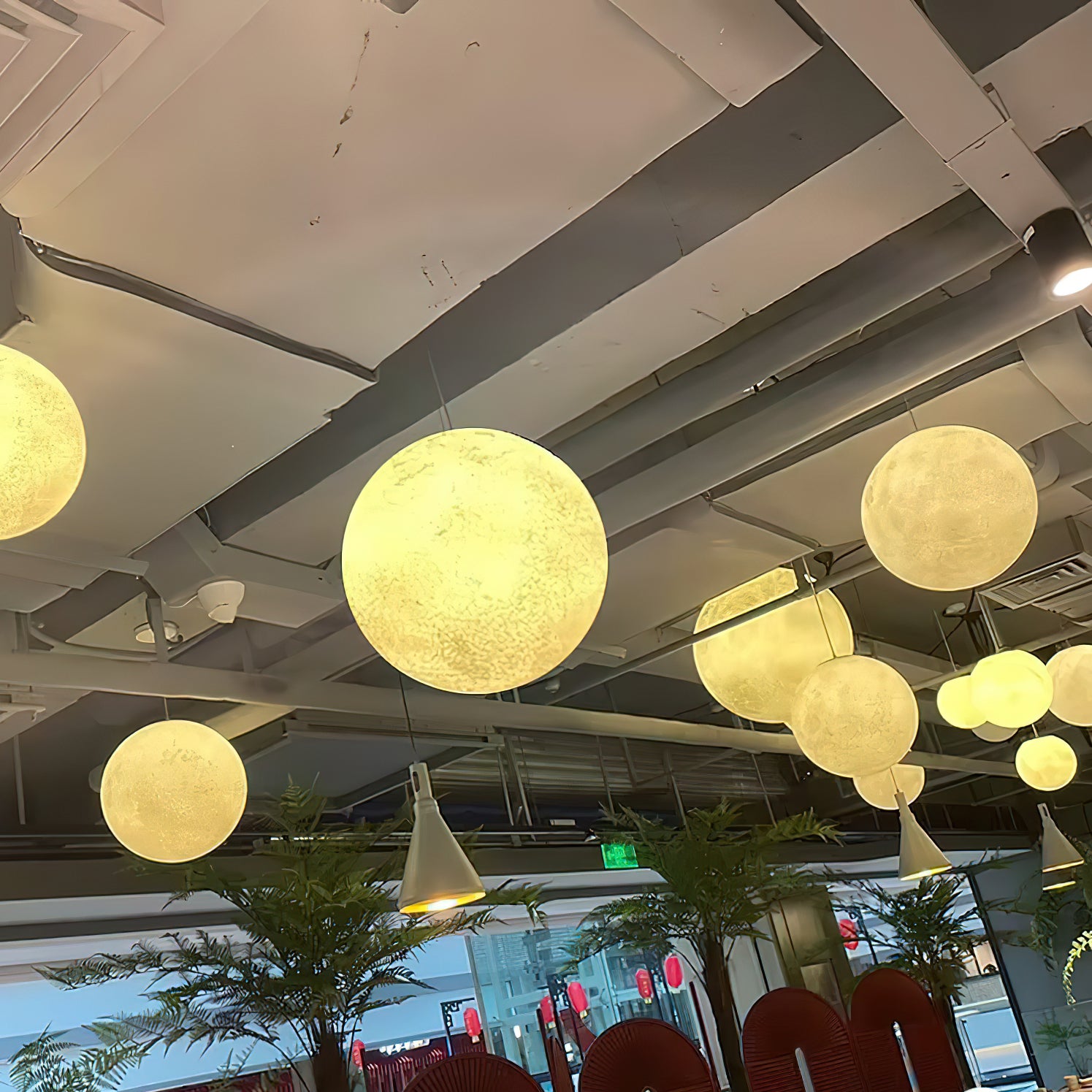 Moon Pendant Lamp - Modern LED Hanging Light Fixture for Bedroom, Living Room, Dining Room & Kitchen | Dimmable Ceiling Light with Remote Control | Perfect for Home Decor and Ambient Lighting