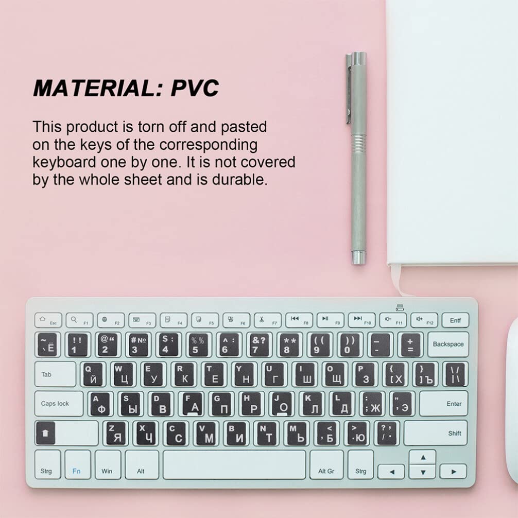5-Pack Spanish Keyboard Stickers - PVC Letter Labels for Laptop & Computer Keyboards | Durable Alphabet Stickers for Language Learning & Typing Practice (Ideal for Students, Travelers & Multilingual Users)