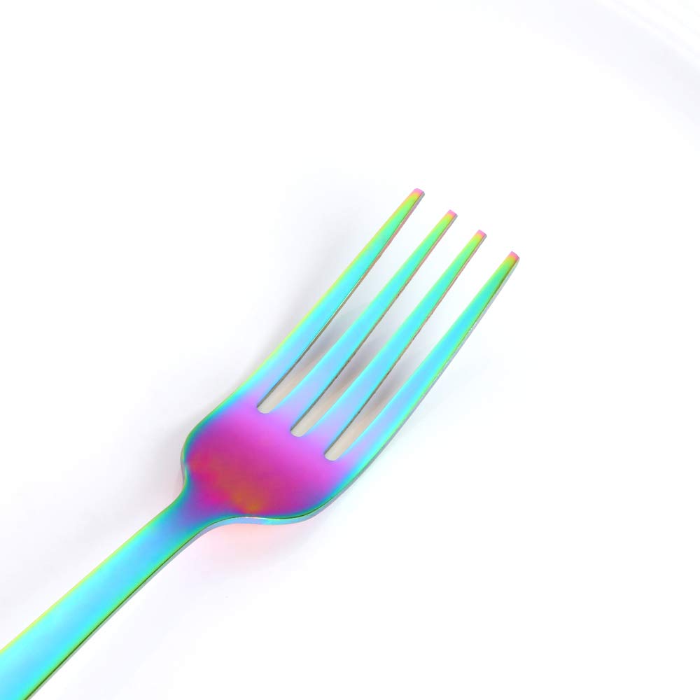 12-Piece Stainless Steel Dinner Fork Set - Rainbow Flatware for Family, Restaurant, Wedding & Party Use | Elegant Tableware for Dining, Catering & Special Events