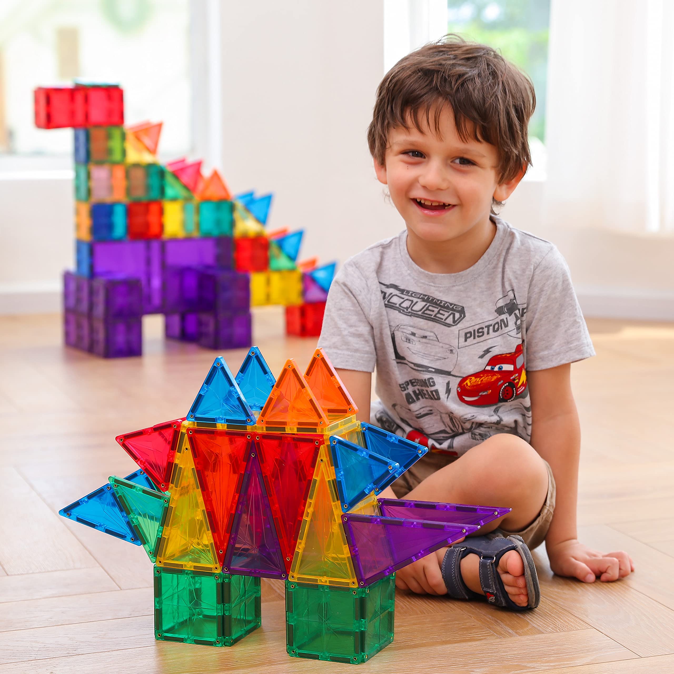 Premium Magnetic Tiles Building Set - 100+ STEM Authenticated Magnetic Blocks for Kids Ages 3-10 | Educational Construction Toys for Boys & Girls | Perfect for Classroom Learning & Creative Play at Home