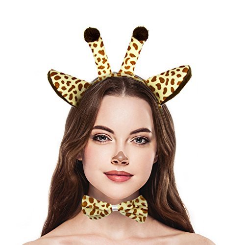 LUX ACCESSORIES Halloween Cute Animal Ears Bowtie Tail Costume Set for Girls - Perfect for Halloween Parties, Cosplay, and Dress-Up