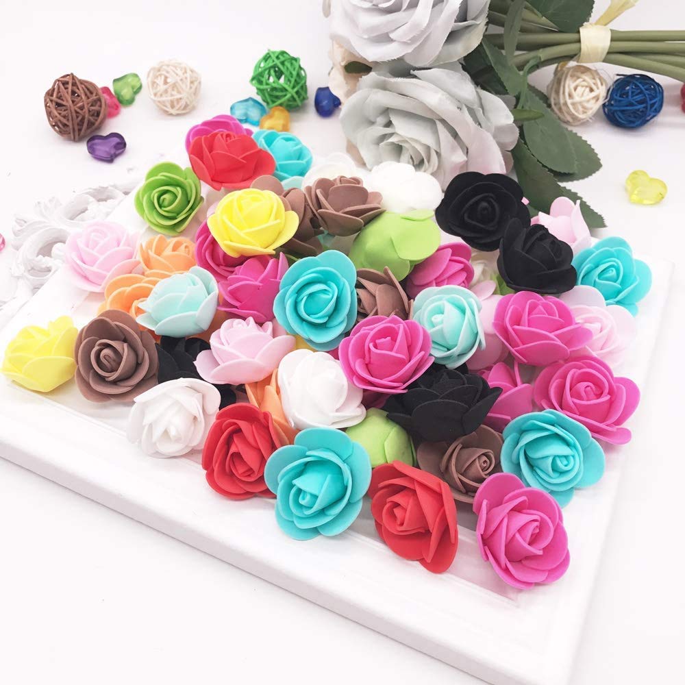 1.4 Inch Mini Foam Rose Artificial Flowers - 250 Pack Lake Blue Fake Roses for DIY Wedding Decor, Home Decoration, Craft Projects & Party Confetti - Perfect for Bouquets, Centerpieces, Scrapbooking & Gift Wrapping