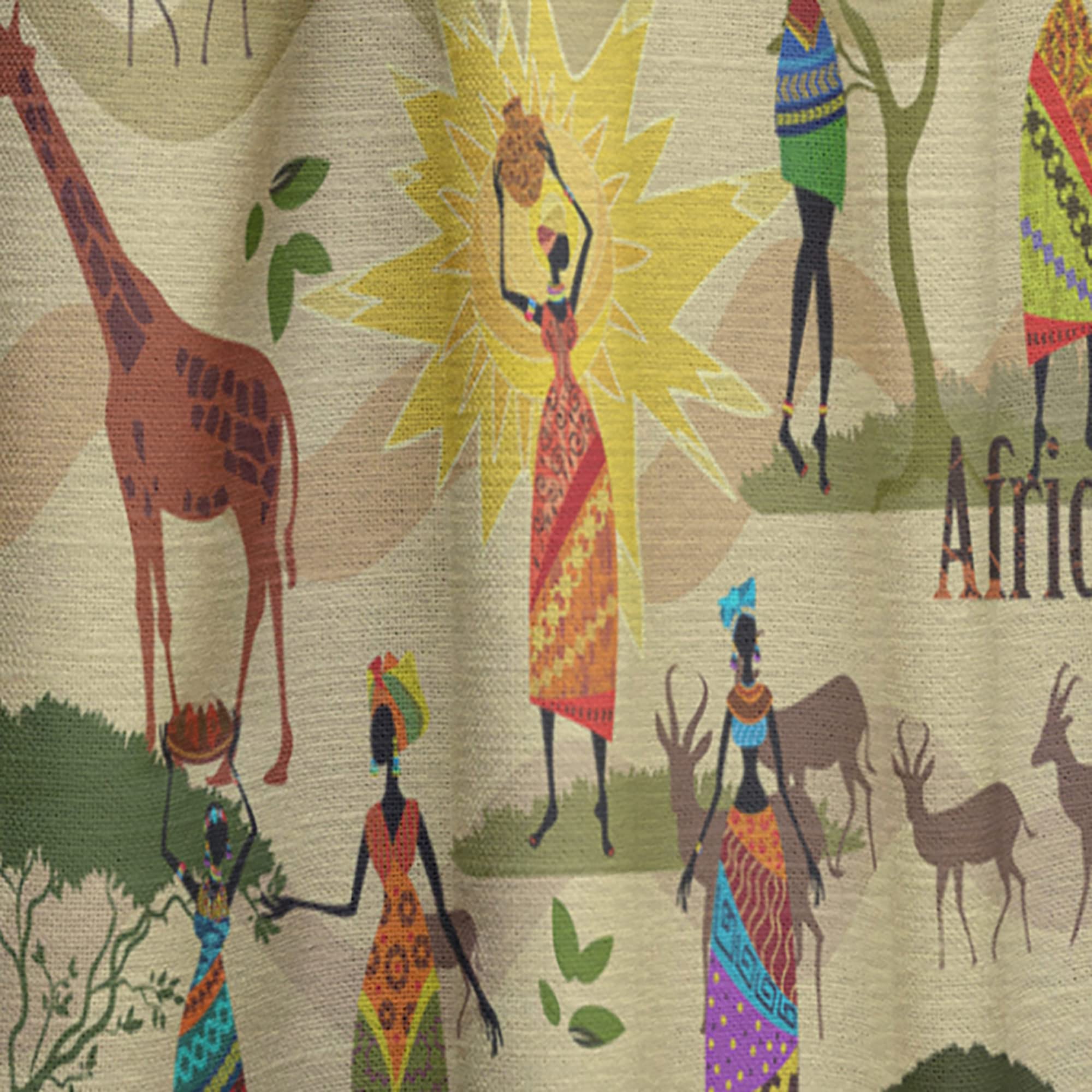DesignQ Ethnic African Texture Thermal Insulated Curtains - Single Panel 52x95 - Blackout Drapes for Bedroom & Living Room - Perfect for Home Decor, Privacy & Energy Efficiency