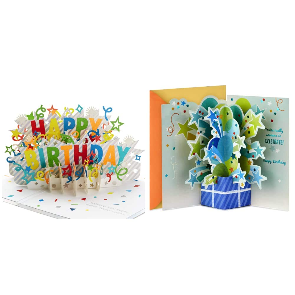 Hallmark Signature Paper Wonder Pop Up Birthday Cards - Happy Birthday & Someone to Celebrate - 3D Pop Up Greeting Cards for Friends, Family - Perfect for Birthdays, Anniversaries, Special Occasions