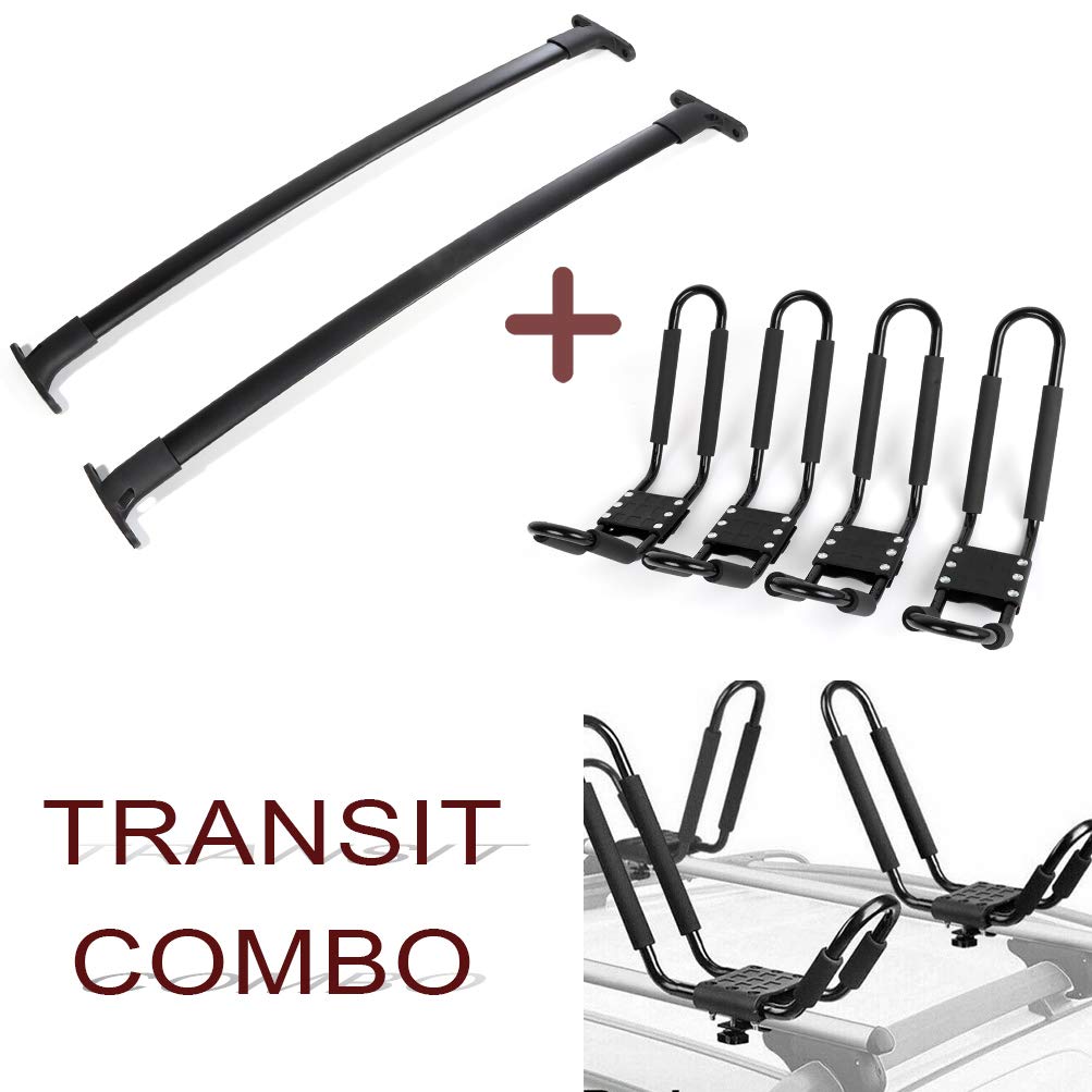 ECCPP Aluminum Roof Rack Cross Bars with Kayak Carrier Set - Compatible with Ford Explorer 2016-2019 Models - 2x Roof Rack Bars + 4x J-Bar Kayak Rack - Heavy Duty Cargo Carrier for SUVs - Perfect for Road Trips, Camping & Outdoor Adventures