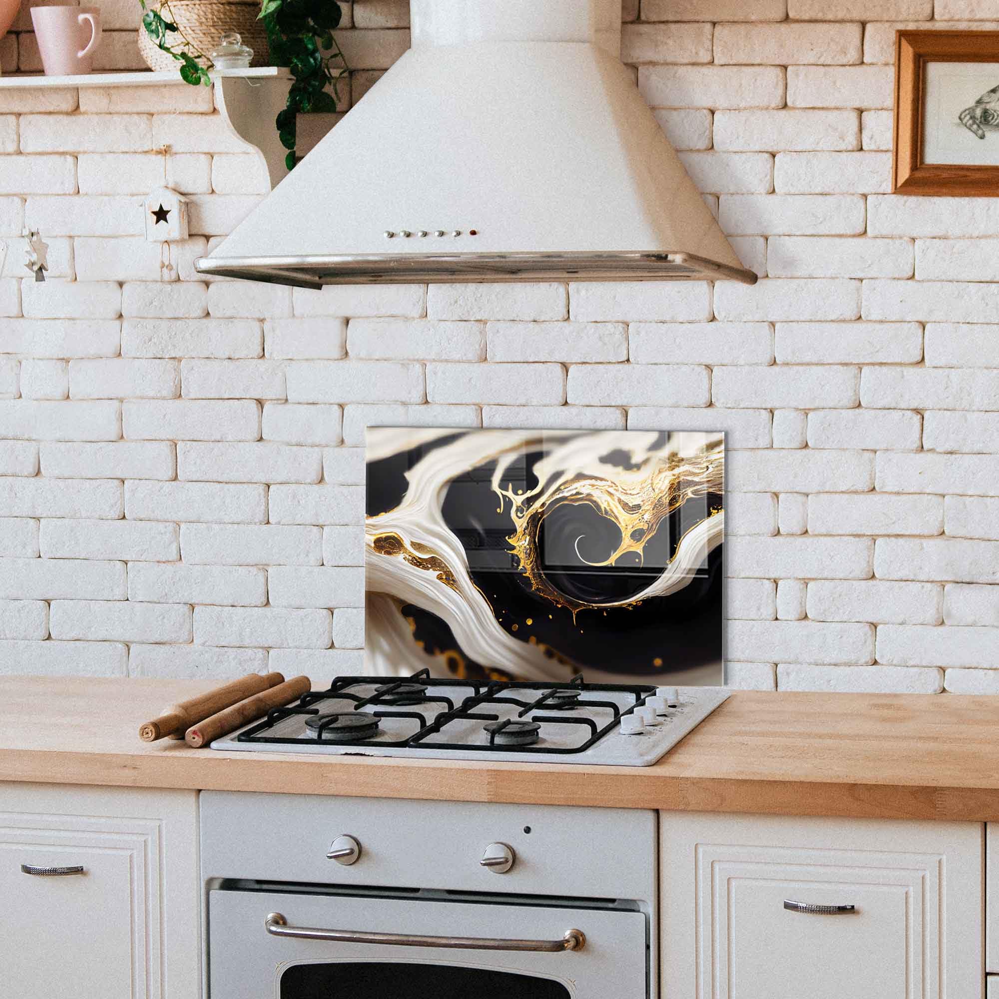 Premium Tempered Glass Kitchen Backsplash - 30x30 Inch (76x76cm) Heat-Resistant Stove Splash Guard, Modern Splashback Tile for Sink & Countertop Protection, Easy-Clean Wall Decor for Home & Restaurant Use - Perfect for Cooking, Baking & Food Prep Areas