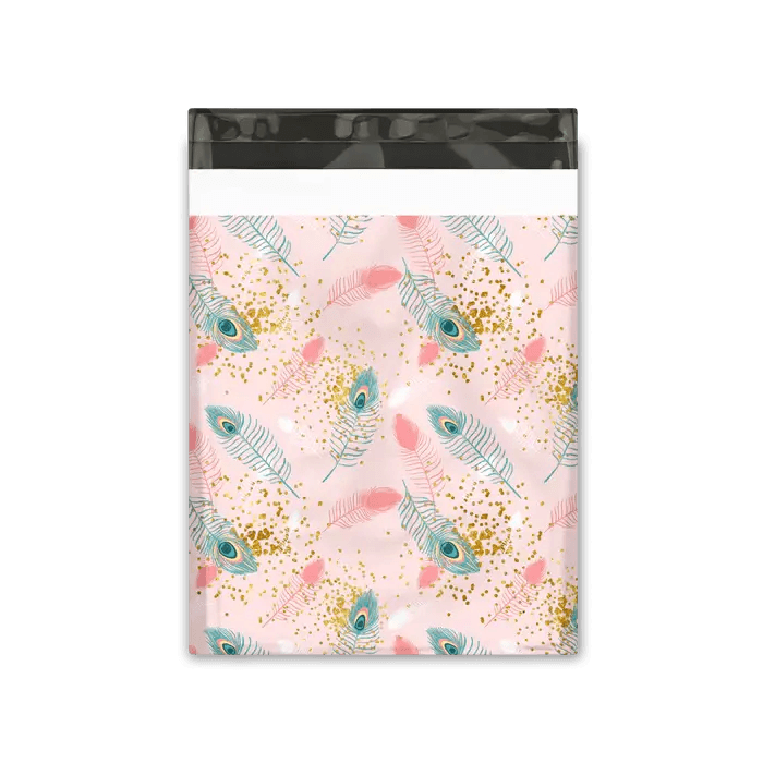 12x15 Inch Pink Peacock Printed Poly Mailers - Waterproof Shipping Envelopes for Ecommerce, Boutique & Subscription Boxes - Premium Designer Mailing Bags for Clothing, Jewelry & Small Business Packaging