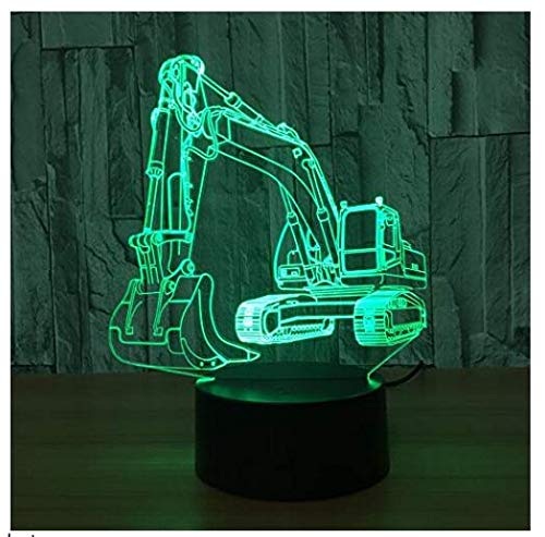 3D Excavator Night Light - 16 Color Changing LED Kids Desk Lamp with Remote Control, USB Powered, Acrylic ABS Base - Perfect for Bedroom Decor, Children's Gift for Birthday & Christmas