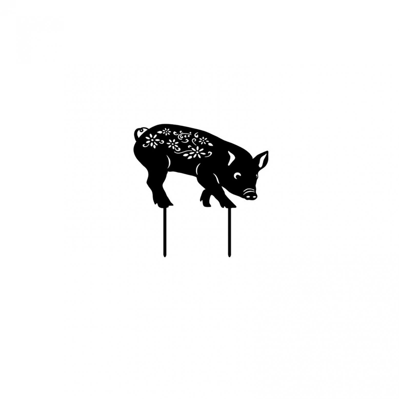 Acrylic Hollow Black Pig Garden Art - Outdoor Lawn & Patio Decor for Men - Perfect for Yard, Garden, and Home Decoration