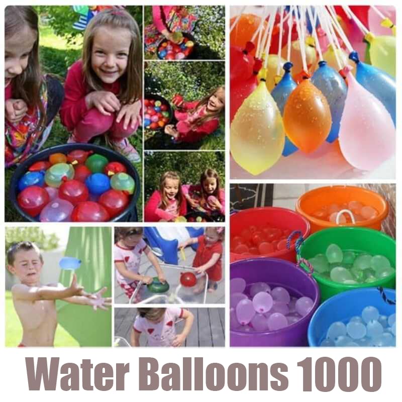 1000Pcs Self-Sealing Quick Fill Water Balloons - Multi-Color Summer Pool Party Toys for Outdoor Water Games, Kids Activities & Beach Fun