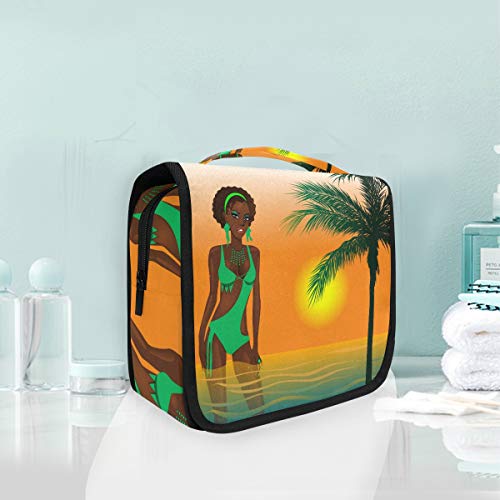 Premium Hanging Travel Toiletry Bag - Waterproof Cosmetic Organizer for Women & Men | African American Inspired Design | Perfect for Vacation, Gym & Business Trips