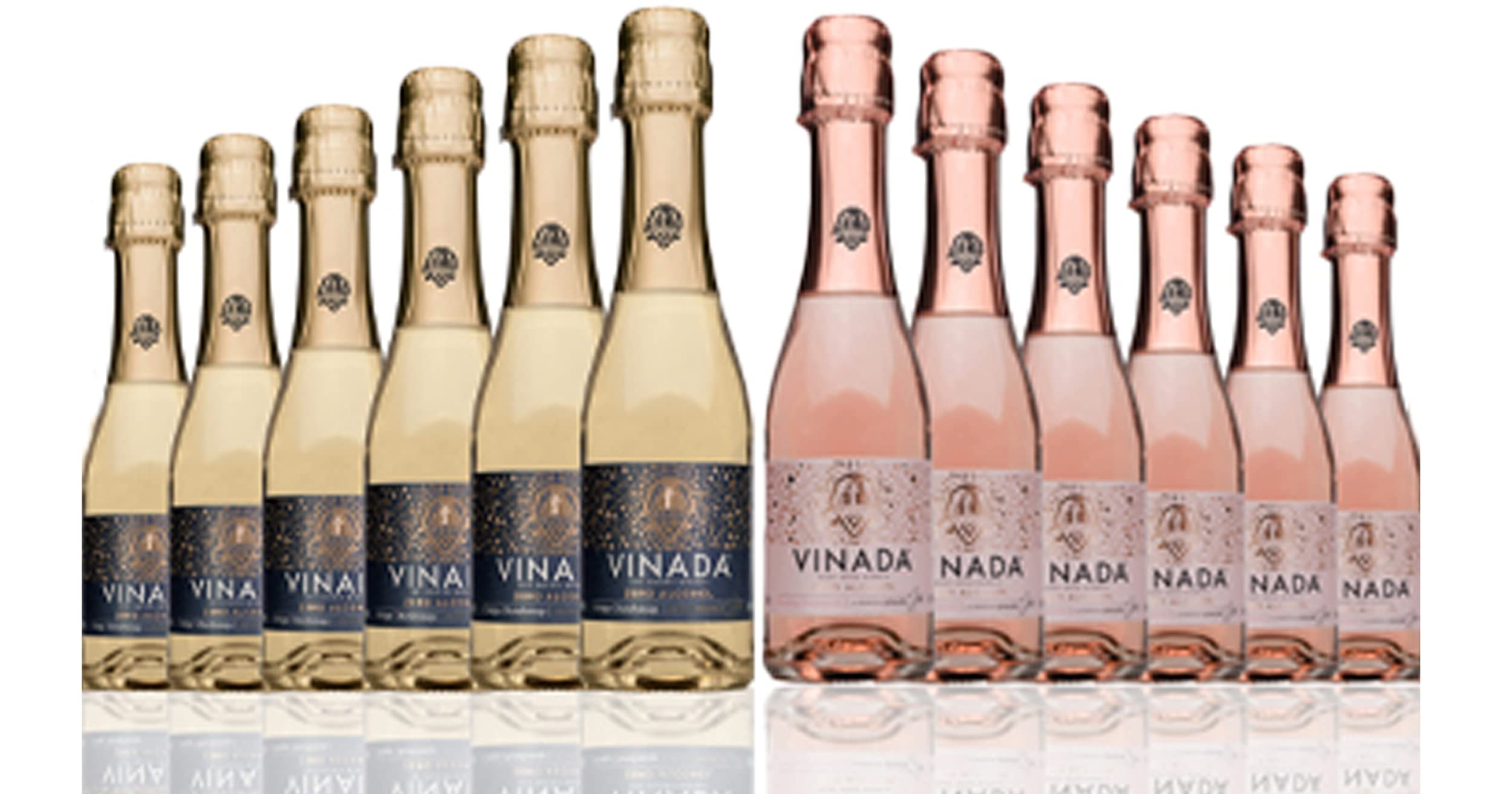 VINADA Alcohol-Free Sparkling Rosé & Crispy Chardonnay Variety Pack - 12 x 200ml Glass Bottles - Zero Sugar Vegan Wine Alternative for Celebrations, Gifts & Sober Living