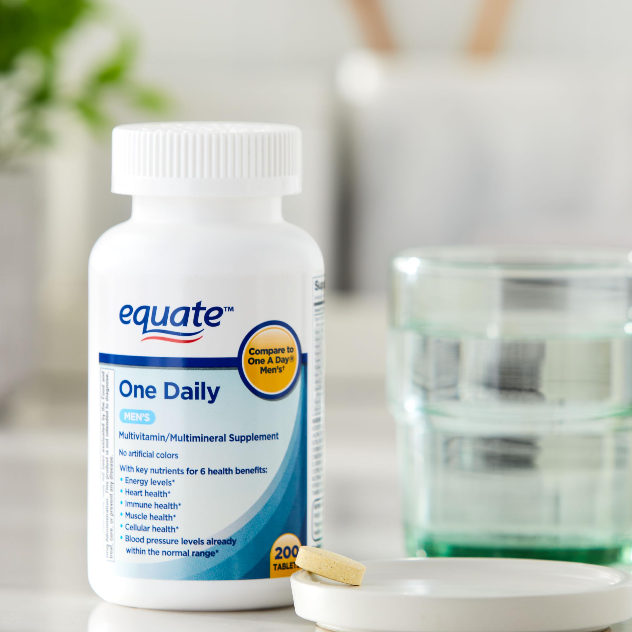 Equate One Daily Men's Multivitamin & Multimineral Supplement Tablets - 200 Count with Gift Card | Essential Nutrients for Energy, Immunity & Heart Health | Perfect for Active Men & Fitness Enthusiasts