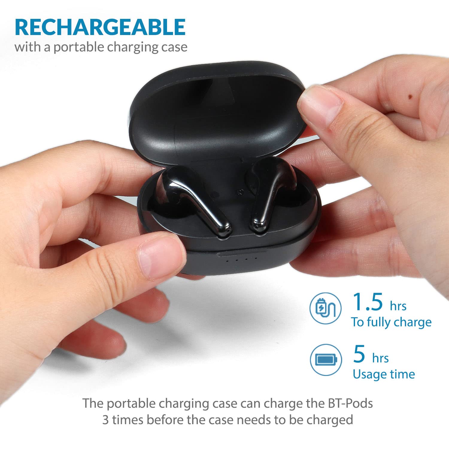 Neosonic BT-Pods Bluetooth Hearing Aids for Seniors & Adults - Rechargeable Hearing Amplifier with Noise Reduction, Wireless Music Streaming & Hands-Free Phone Calls - Perfect for TV Watching, Outdoor Activities & Daily Communication
