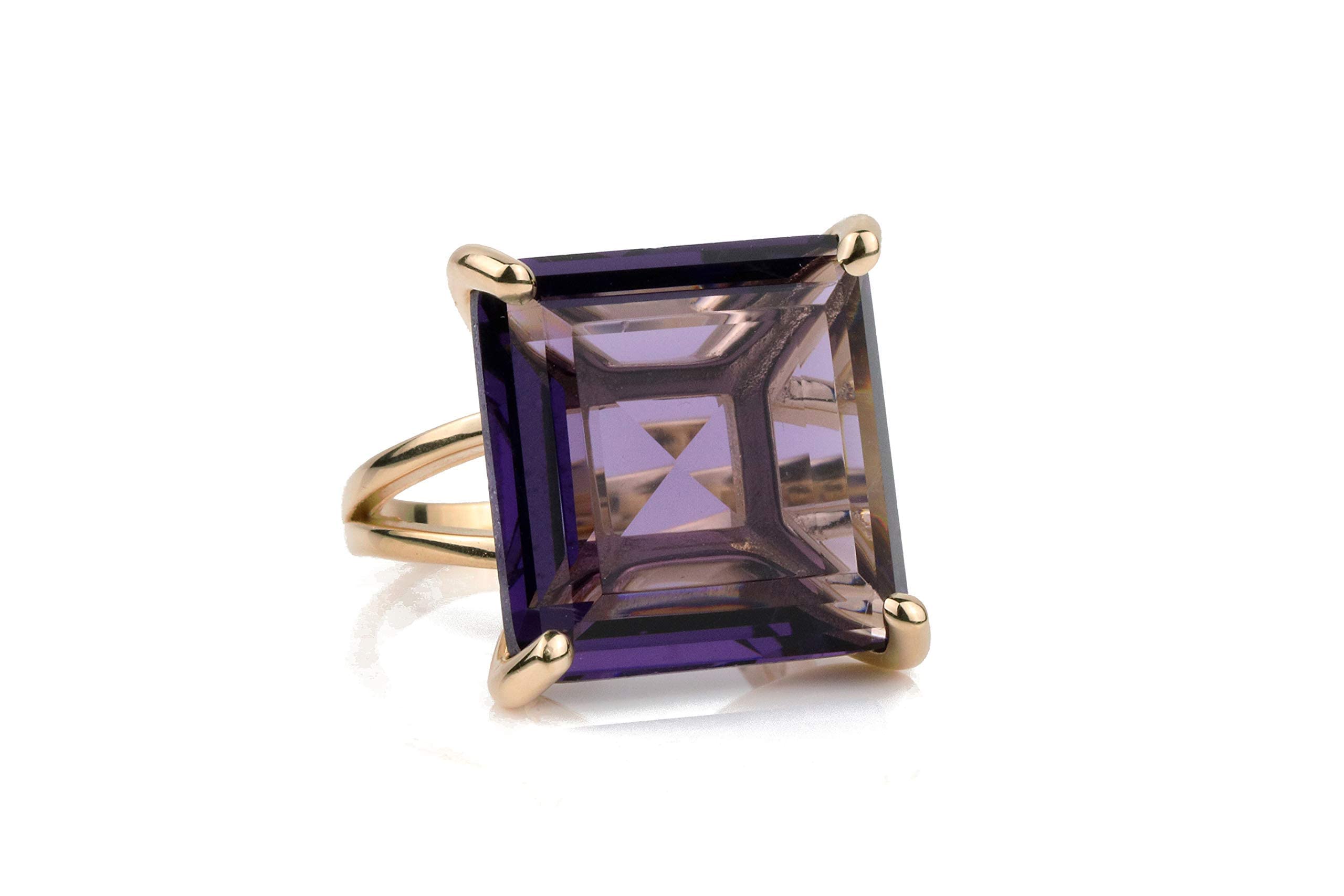 14K Gold Amethyst Ring for Women - Elegant Double Band Semi-Precious Stone Jewelry - Perfect Gift for Wife, Mom, Sister (Includes Jewelry Box) | Wedding, Anniversary, Birthday & Everyday Wear