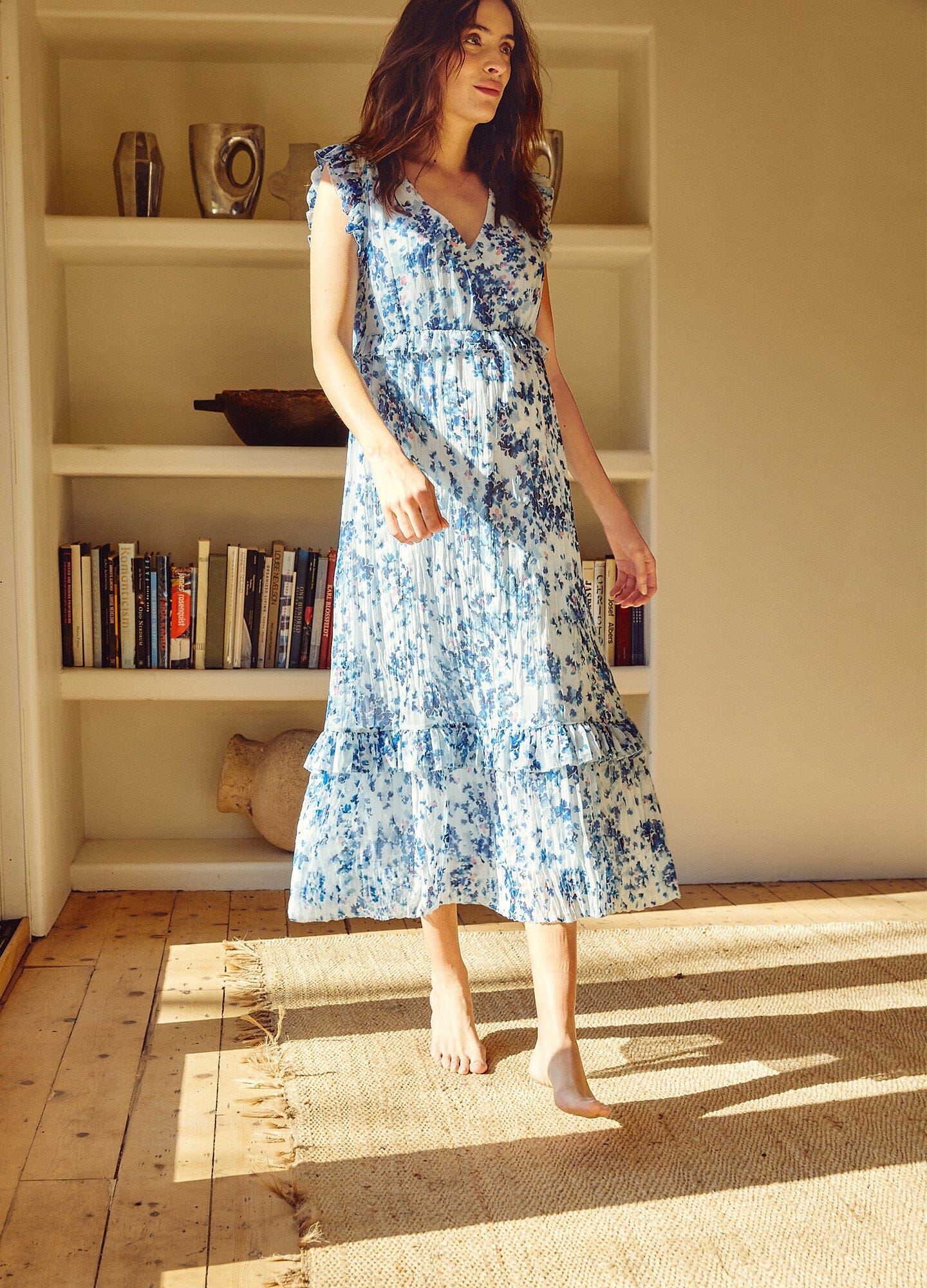 Luna Dress for Women - Elegant Flowy Midi Dress with Short Sleeves & V-Neck | Perfect for Summer, Beach, Date Night & Casual Wear