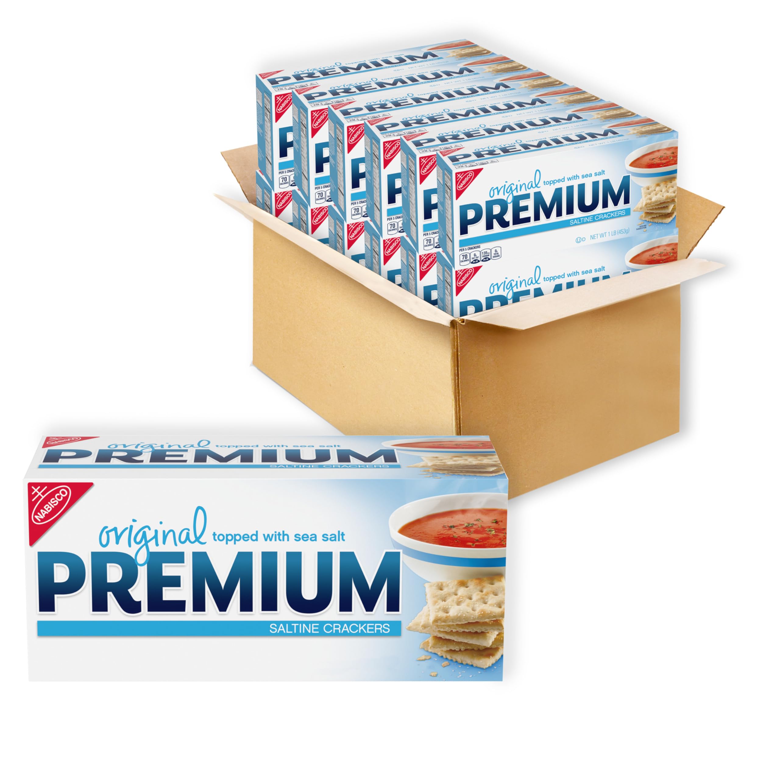 Premium Original Saltine Crackers - 12-16 oz Bulk Boxes | Crunchy Lunch Snacks & Party Food for School, Office & Picnics