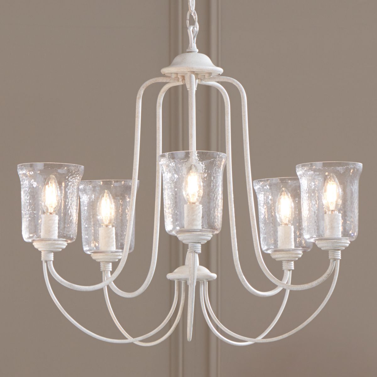 Bowman Collection 5-Light Clear Chiseled Glass Chandelier - Elegant Crystal Ceiling Light Fixture for Dining Room, Living Room, Bedroom & Entryway Lighting