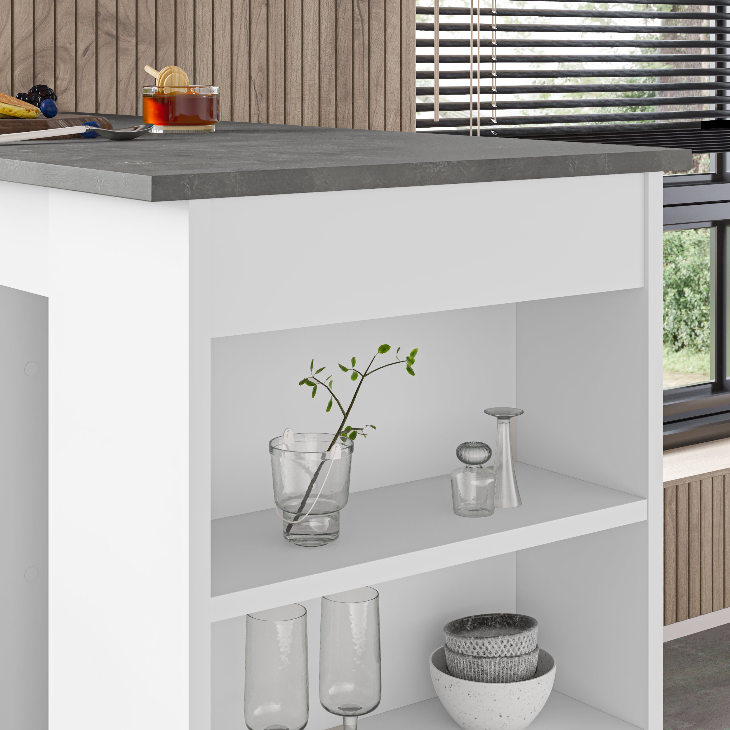YOKO Modern Bar Table - 36 Inch Height Counter Table for Kitchen, Dining & Outdoor - Sturdy Metal Frame & Wooden Top - Perfect for Small Spaces, Apartments & Patios