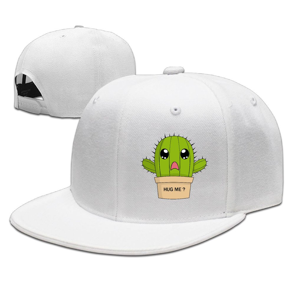 Unisex Hug Cactus Flat Bill Hip Hop Cap - Adjustable Cotton Baseball Hat for Men & Women - Perfect for Streetwear, Music Festivals & Outdoor Activities