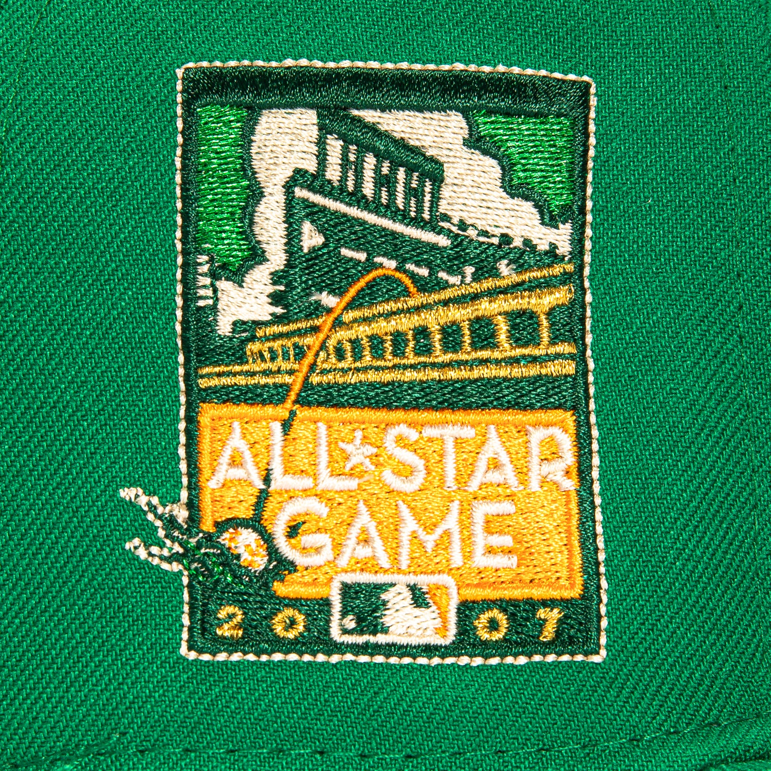 New Era 59Fifty San Francisco Giants 2007 All Star Game Patch Script Hat - Kelly Green & Metallic Gold - Official MLB Baseball Cap for Fans & Collectors - Perfect for Games, Streetwear & Sports Memorabilia