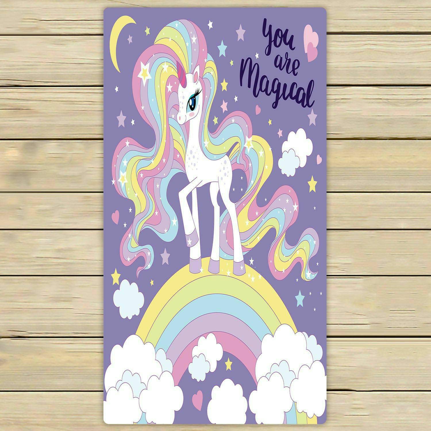ECZJNT Magical Cartoon Rainbow Unicorn Beach Towel - Soft Absorbent 30x56 Inch Bath & Shower Towel for Kids, Home, Pool, Travel - Perfect for Beach Day, Swimming, Spa & Outdoor Activities