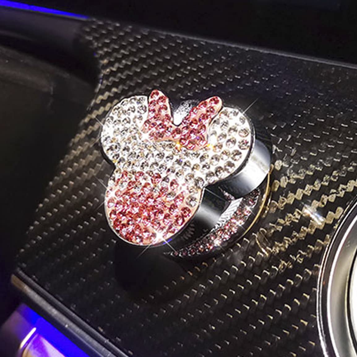 Cute Pink Crystal Car Push Start Button Cover - Bling Accessory for Women & Girls - Perfect for Car Interior Decoration