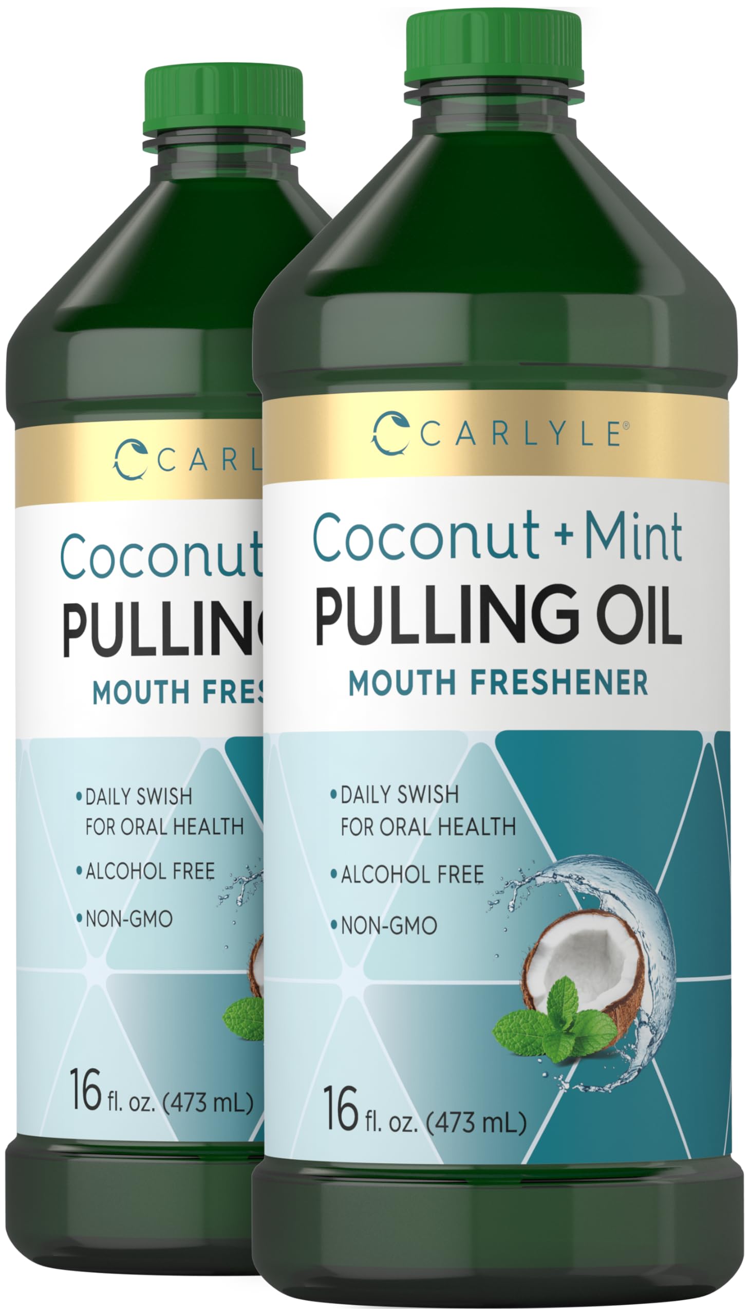 Organic Coconut & Mint Oil Pulling for Teeth & Gums | 16 Fl Oz (Pack of 2) | Alcohol-Free, Non-GMO Oral Care | Whitening, Fresh Breath & Gum Health | Morning Routine & Natural Dental Hygiene