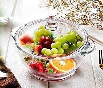 Microwave Safe Glass Bowl Set with Tempered Glass Lid - 1000ml Rice & Dinner Serving Bowl - Durable & Heat-Resistant for Meal Prep, Leftovers & Food Storage - Perfect for Family Dinners, Parties & Everyday Use