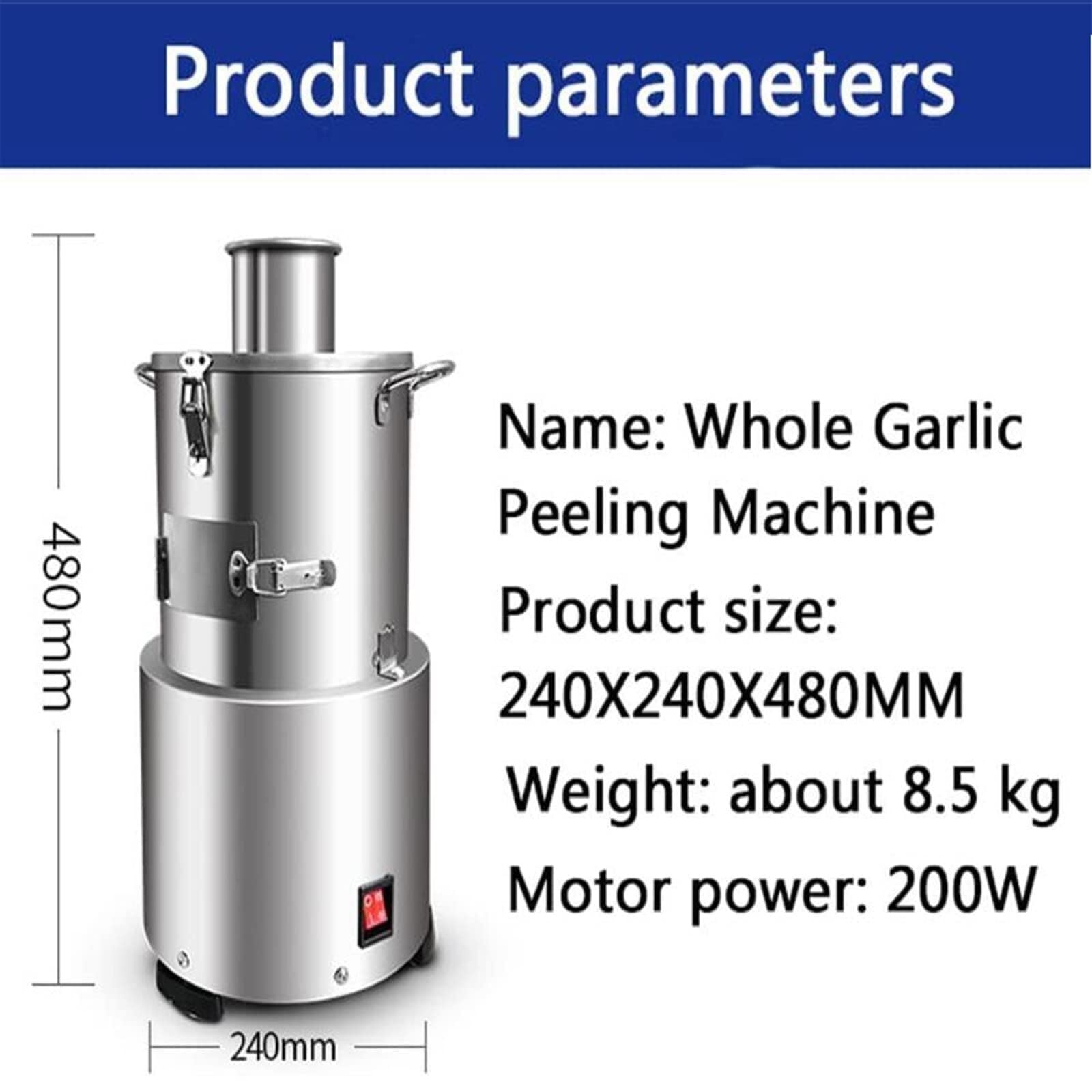 Electric Garlic Peeler Machine - 110V/220V Commercial Grade, 30kg/H Capacity, 200W Stainless Steel Garlic Peeling & Separator for Restaurants, Kitchens & Food Processing (220V Option) - Perfect for Bulk Garlic Peeling, Meal Prep & Commercial Food Production