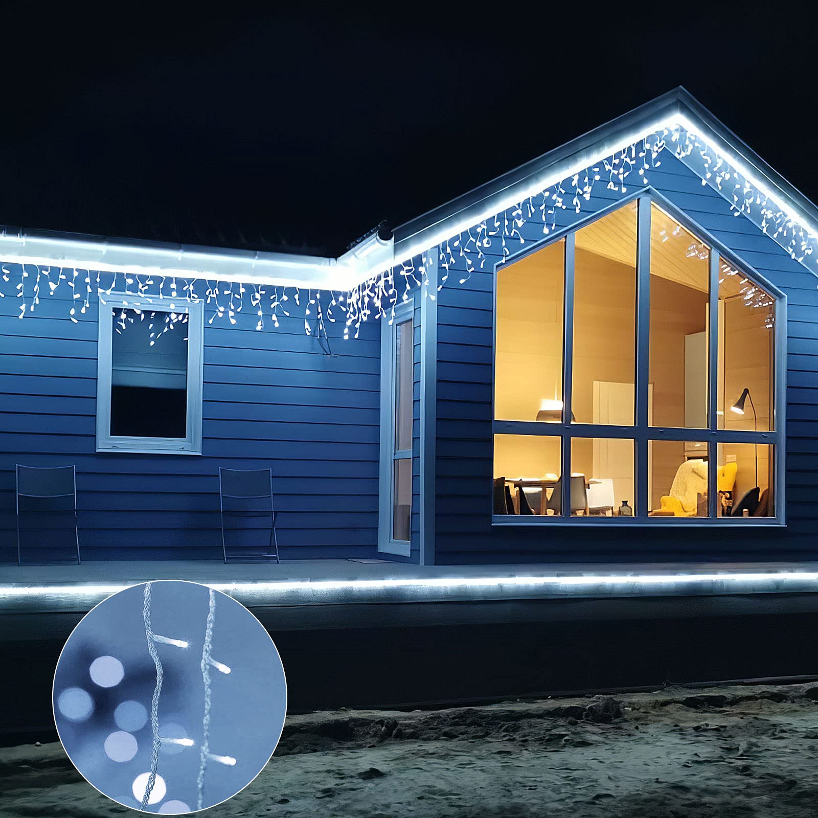 400 LED Icicle String Lights - 32.8ft Waterproof Outdoor Christmas Lights with 8 Modes & Memory Function | Cool White Fairy Lights for Home Decor, Party, Wedding, Christmas Tree & Garden Lighting