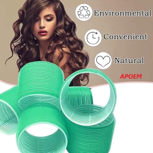 APOEM 6-Piece Heatless Hair Rollers for Medium & Short Hair - No Heat Curling Set for Bangs & Natural Waves (Blue/Aquamarine) | Perfect for Overnight Styling & Damage-Free Curls