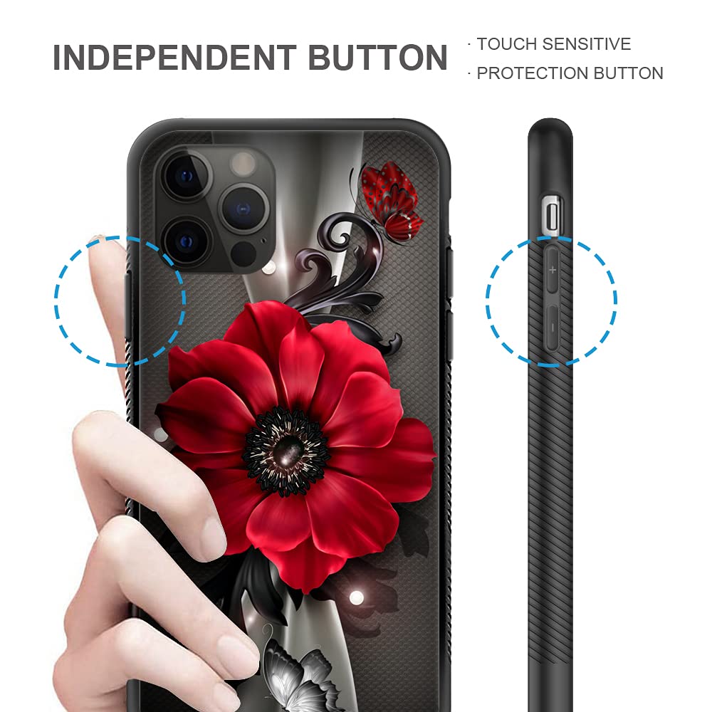 iPhone 12 Pro Max Case (6.7 inch) - Floral Butterfly Design Hard PC Back with Soft TPU Bumper, Non-Slip Protective Cover for Women | Perfect for Everyday Use, Work & Travel