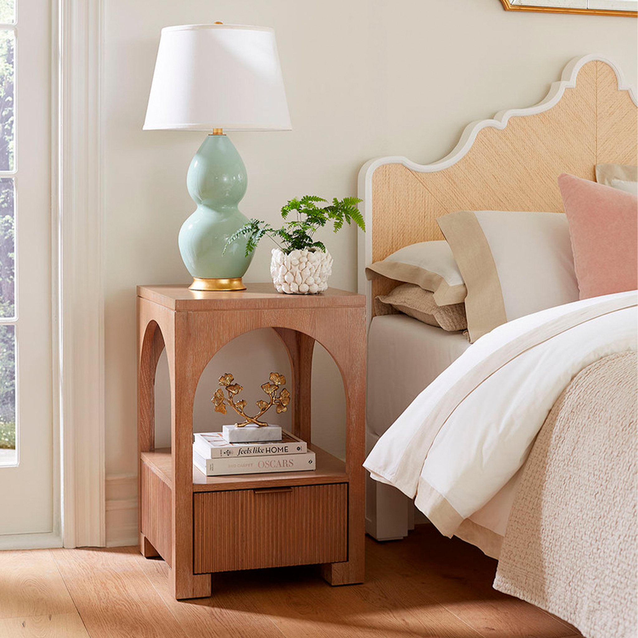 Arcadia Soft Glow Oak Side End Table - Nightstand or Living Room Accent Table - Perfect for Bedroom, Living Room & Office Decor