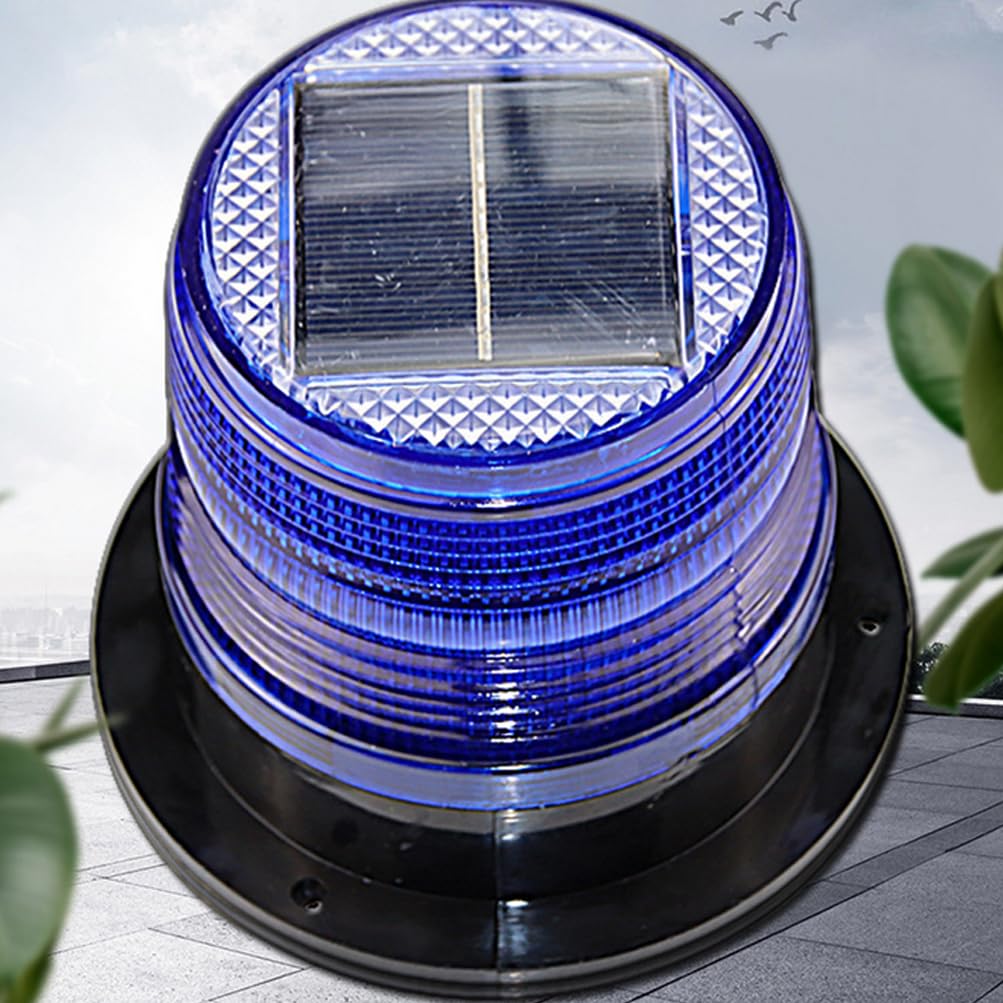 **Aolyty Solar Strobe Warning Light - Super Bright LED Safety Flashing Light with Strong Magnetic Base, Waterproof for Construction, Traffic, Factory, Crane Tower & Dock (Red & Blue) - Ideal for Emergency, Roadside, Hazard Zones & Night Visibility**